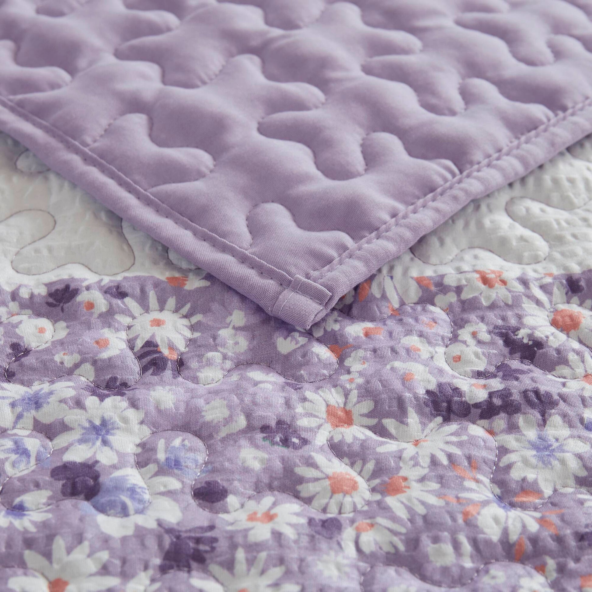 Caralie - King/California King 4 Piece Seersucker Quilt Set With Throw - Purple