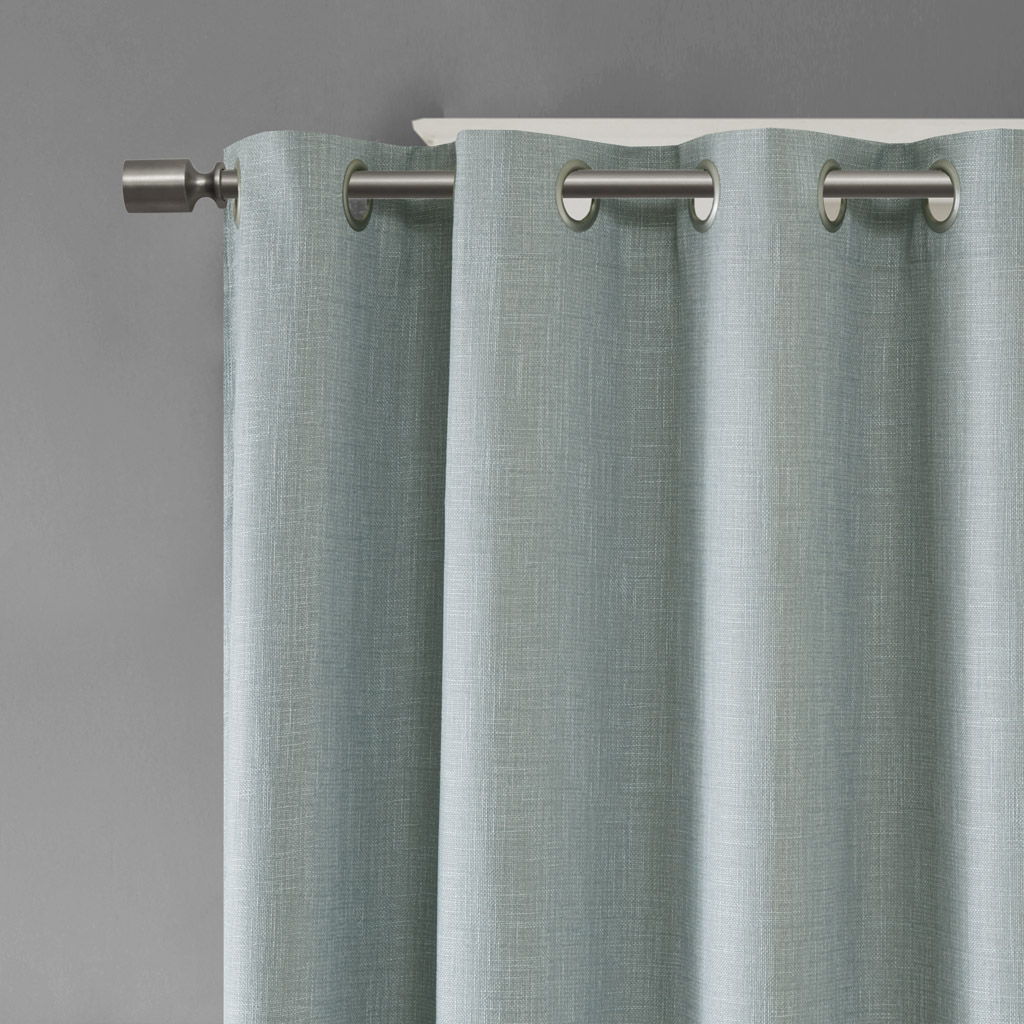 Maya - Printed Heathered Blackout Grommet Top Curtain Panel - Aqua