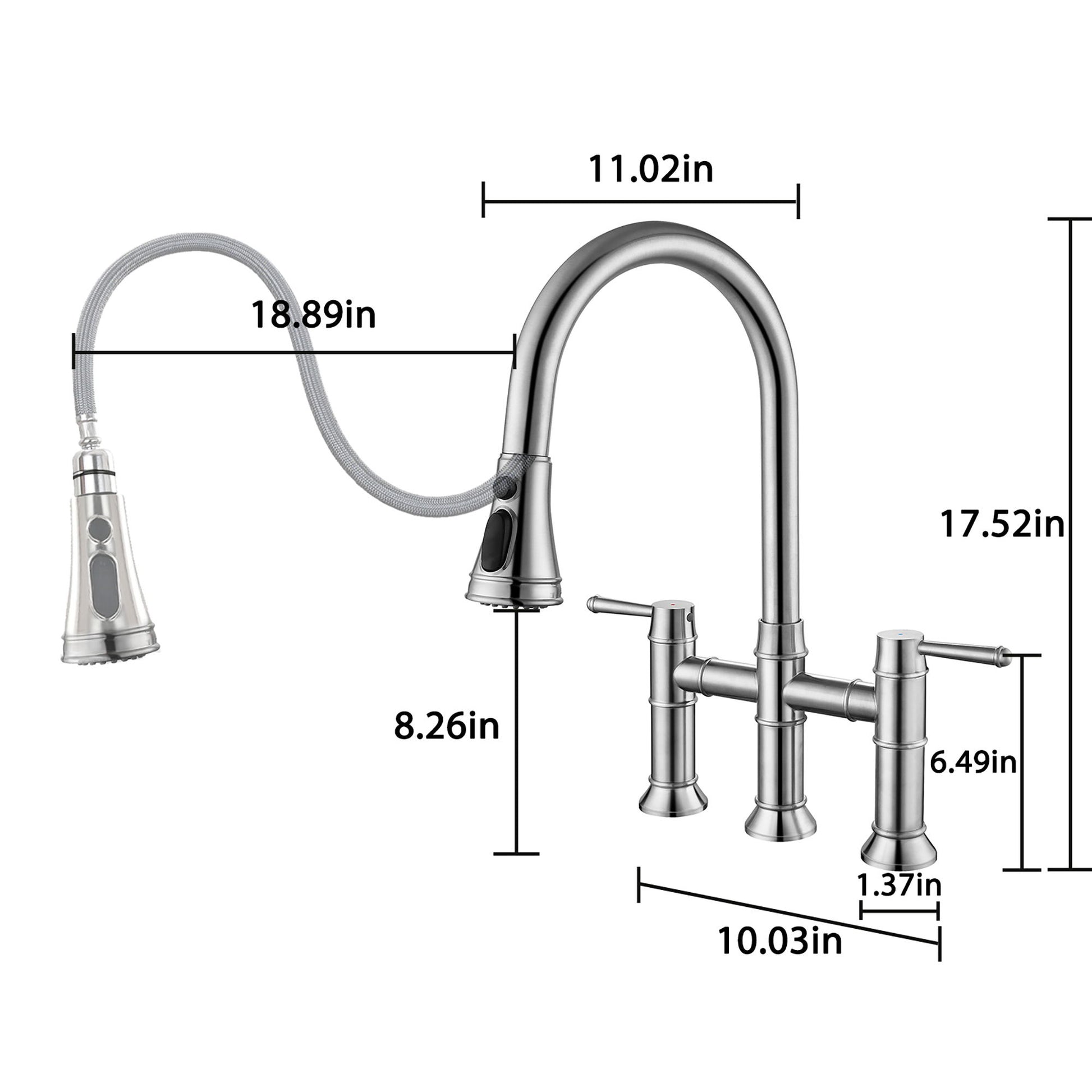 Stainless Steel Kitchen Faucet With Pull Down Sprayer For Bar, Laundry, RV Utility Sink - Brushed Nickel