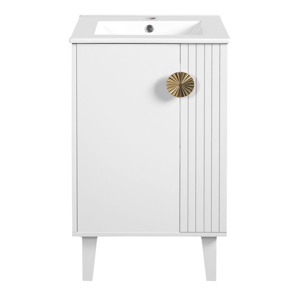 Bathroom Vanity With Sink, Soft-Close Door, Half-Moon Pulls