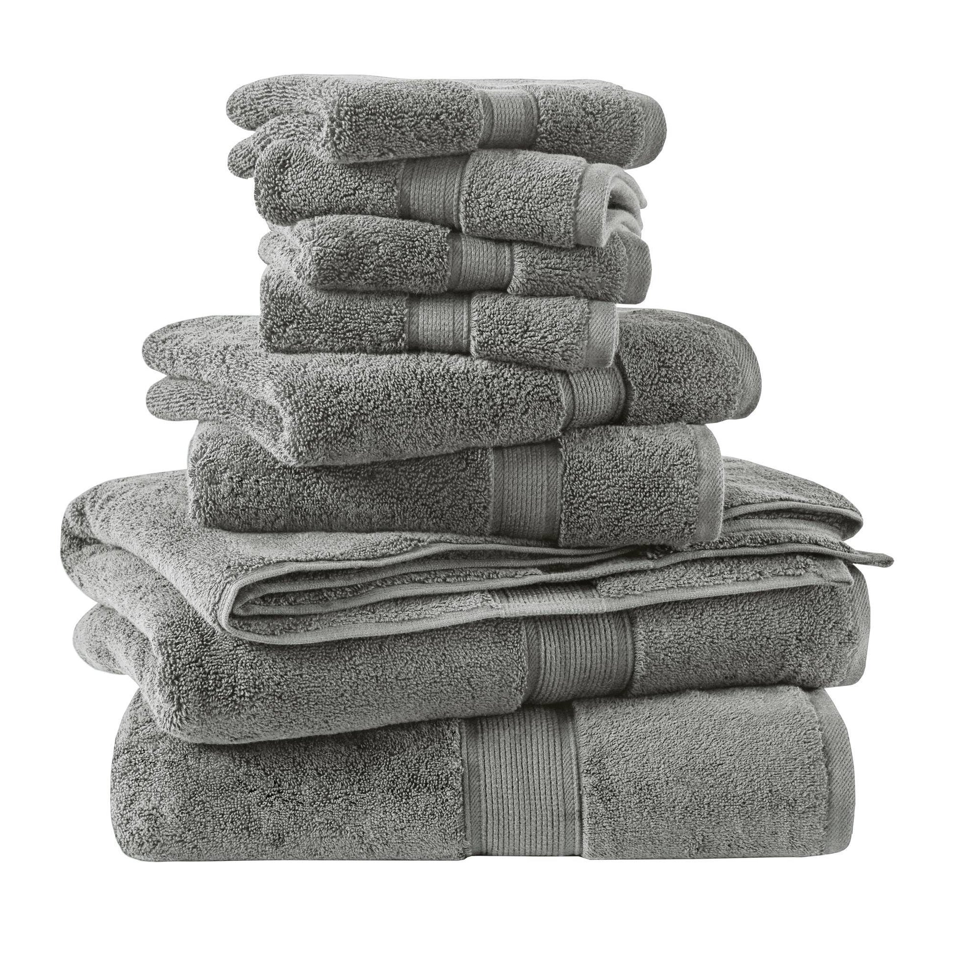 800GSM - 8 Piece Antimicrobial Towel Set - Gray