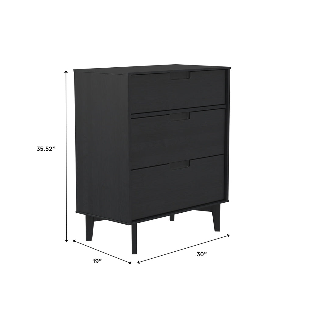 Modern 3 Drawer Dresser - Black