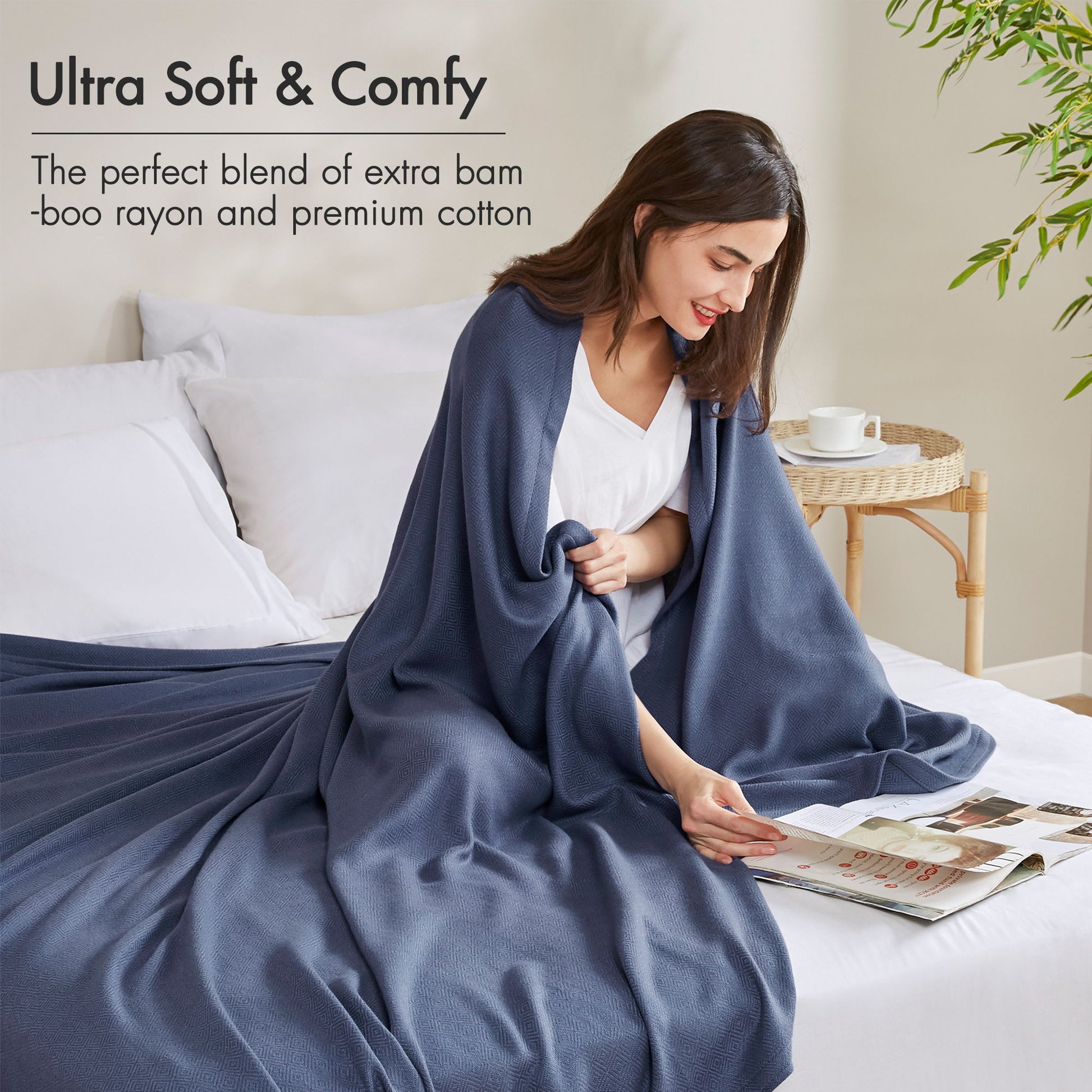 Bamboo Cotton - Full/Queen Rayon From Blanket - Navy