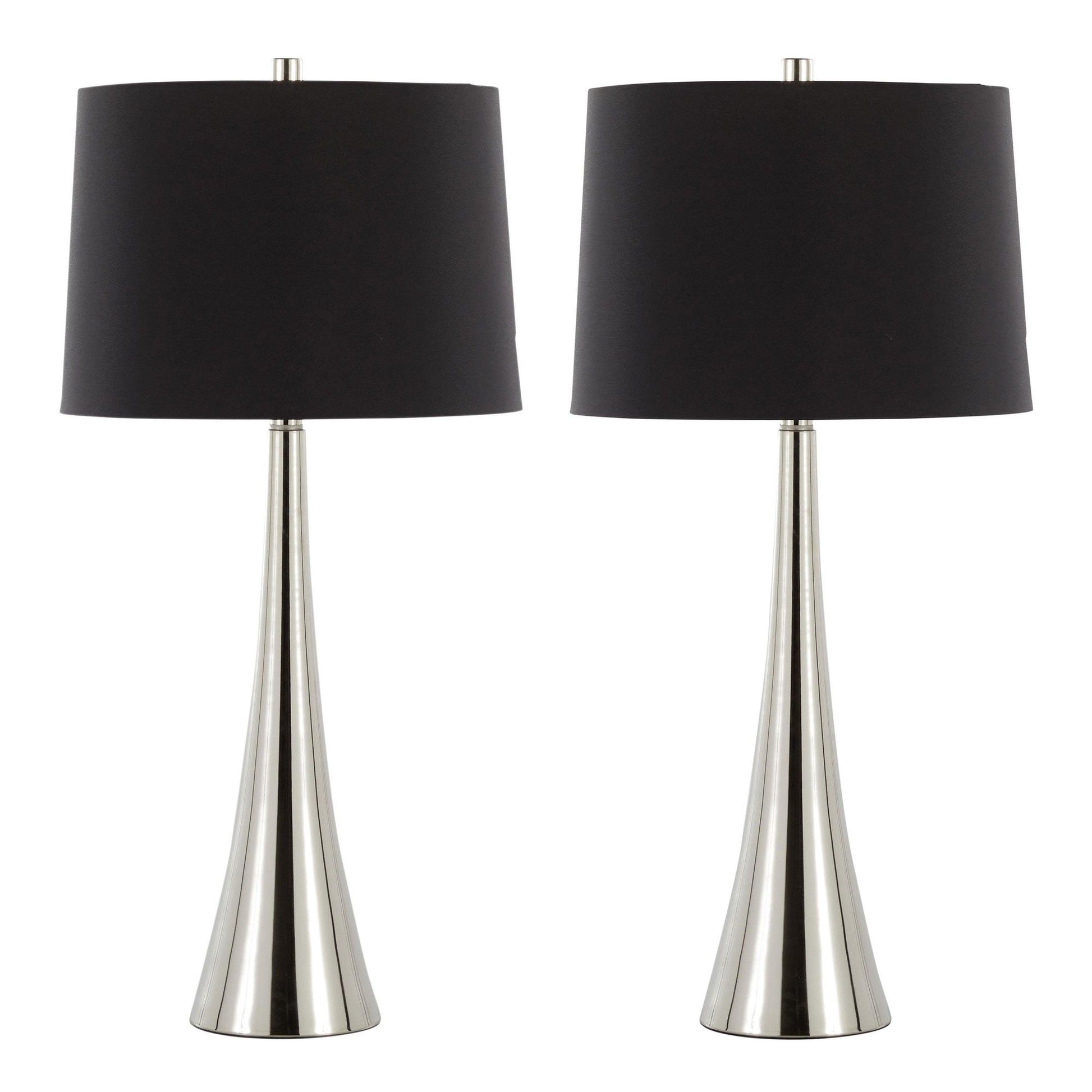Diana - Contemporary Table Lamp (Set of 2) - Polished Nickel / Black Satin