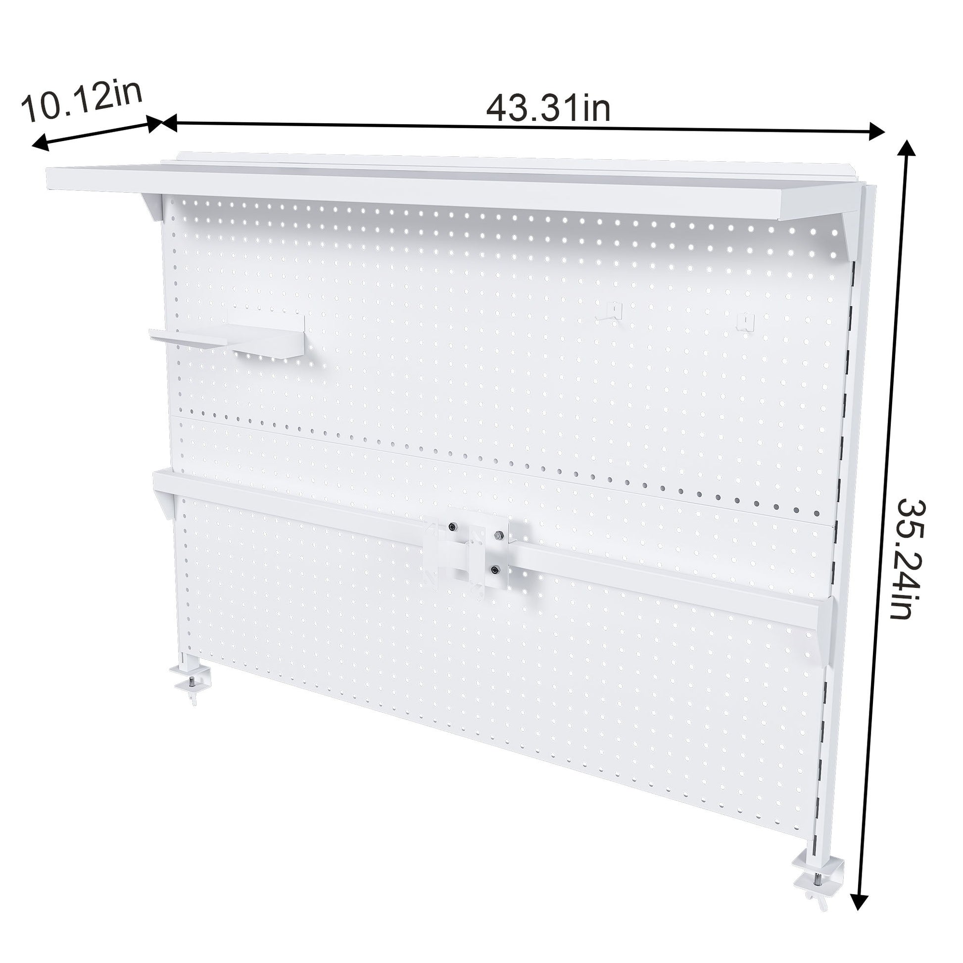 Clamp On Desk Pegboard With Single Monitor Stand