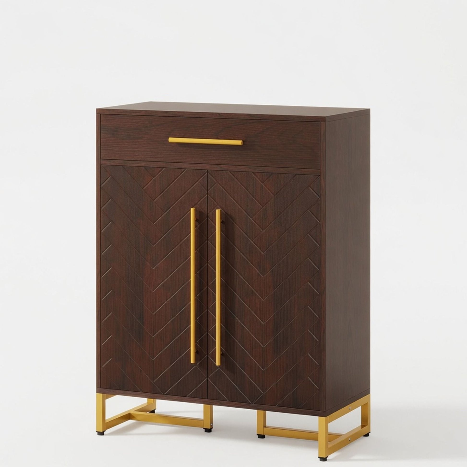 Shoe Cabinet With Doors, 6 Tier Storage Organizer - Dark Walnut