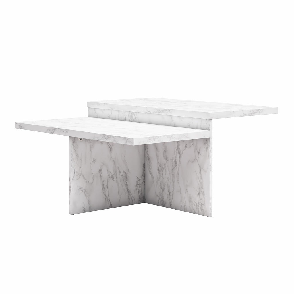 Brielle - 2 Tiered Coffee Table - White Marble
