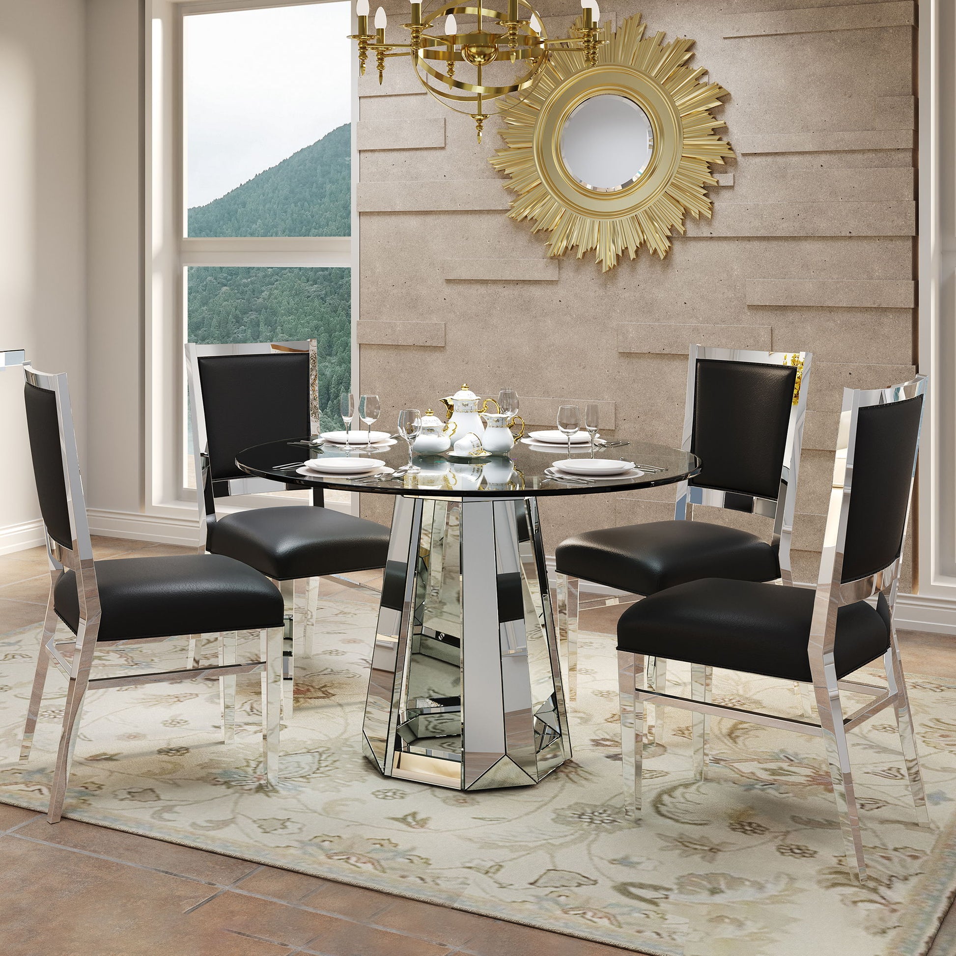 Round Dining Table For Kitchen - Silver