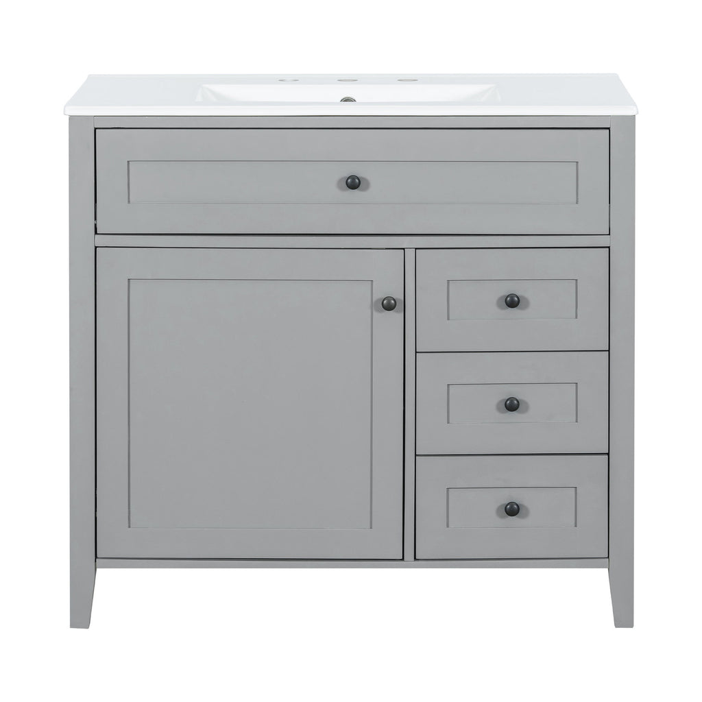 Bathroom Vanity With Sink, Cabinet With 3 Drawers And Adjustable Shelf