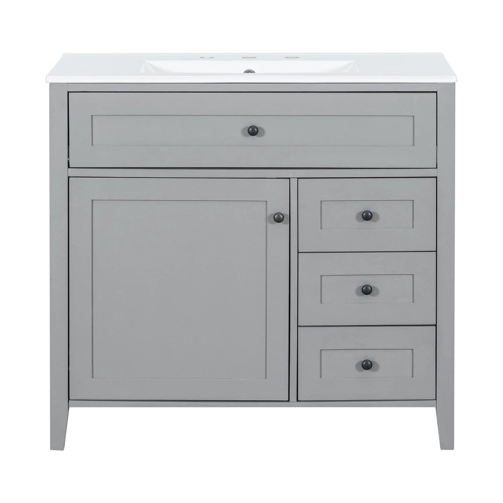 Bathroom Vanity With Sink, Cabinet With 3 Drawers And Adjustable Shelf