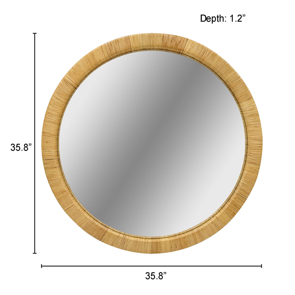 Nova - Natural Rattan Round Wall Mirror - Natural
