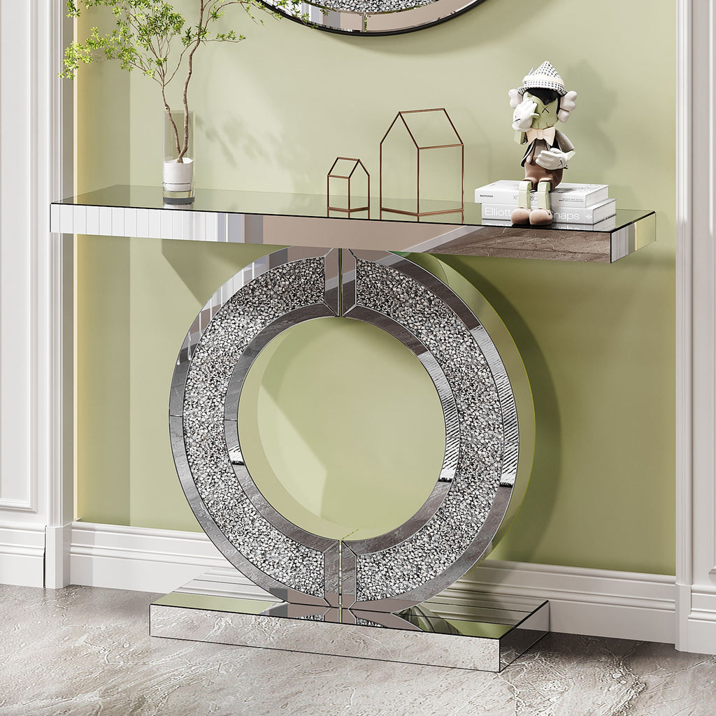 O - Shaped Console Table For Living Room - Silver