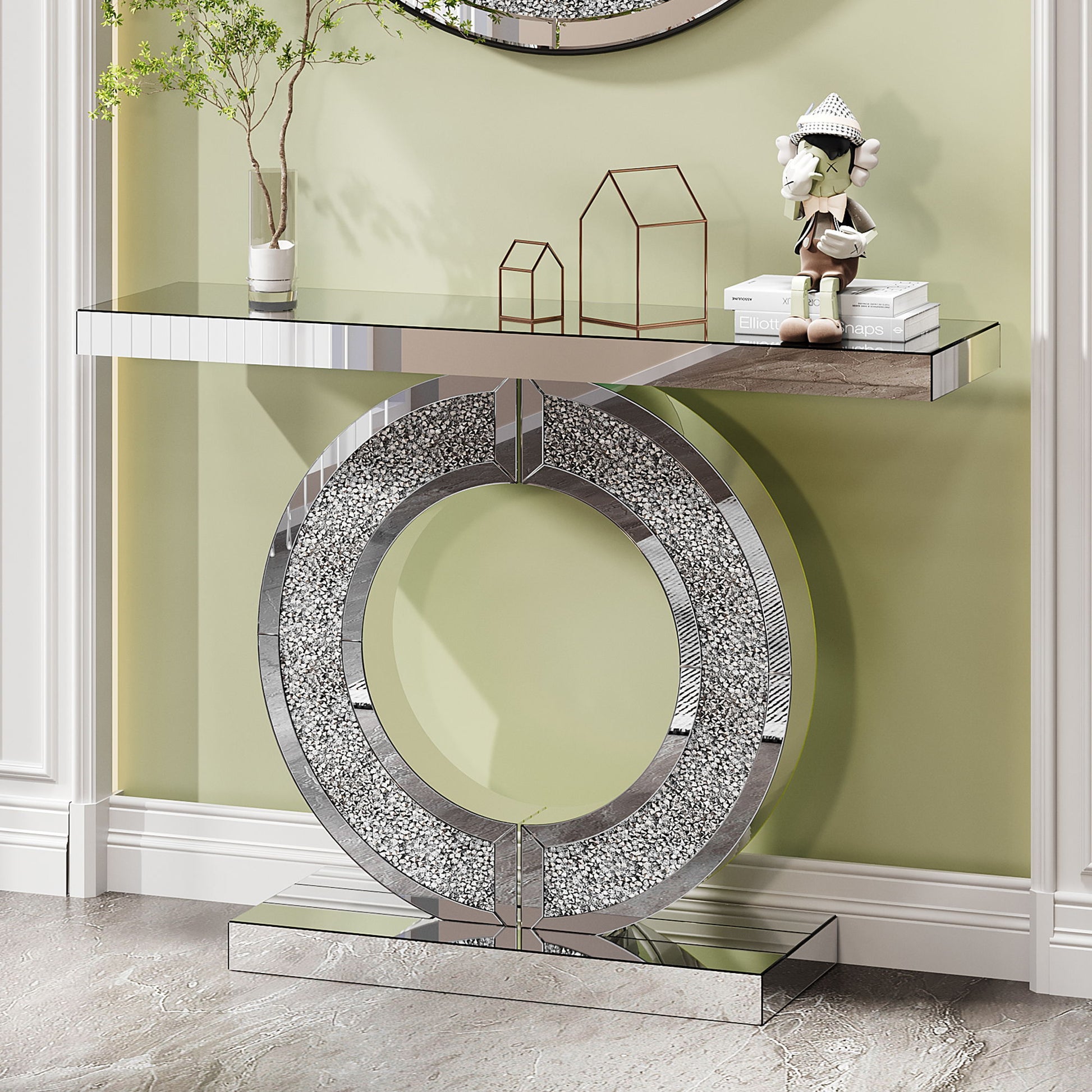 O - Shaped Console Table For Living Room - Silver
