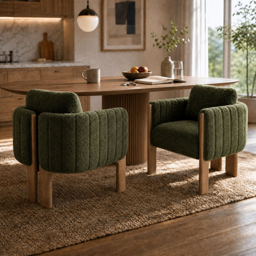 Upholstered Dining Chair With Vertical Channel Tufting
