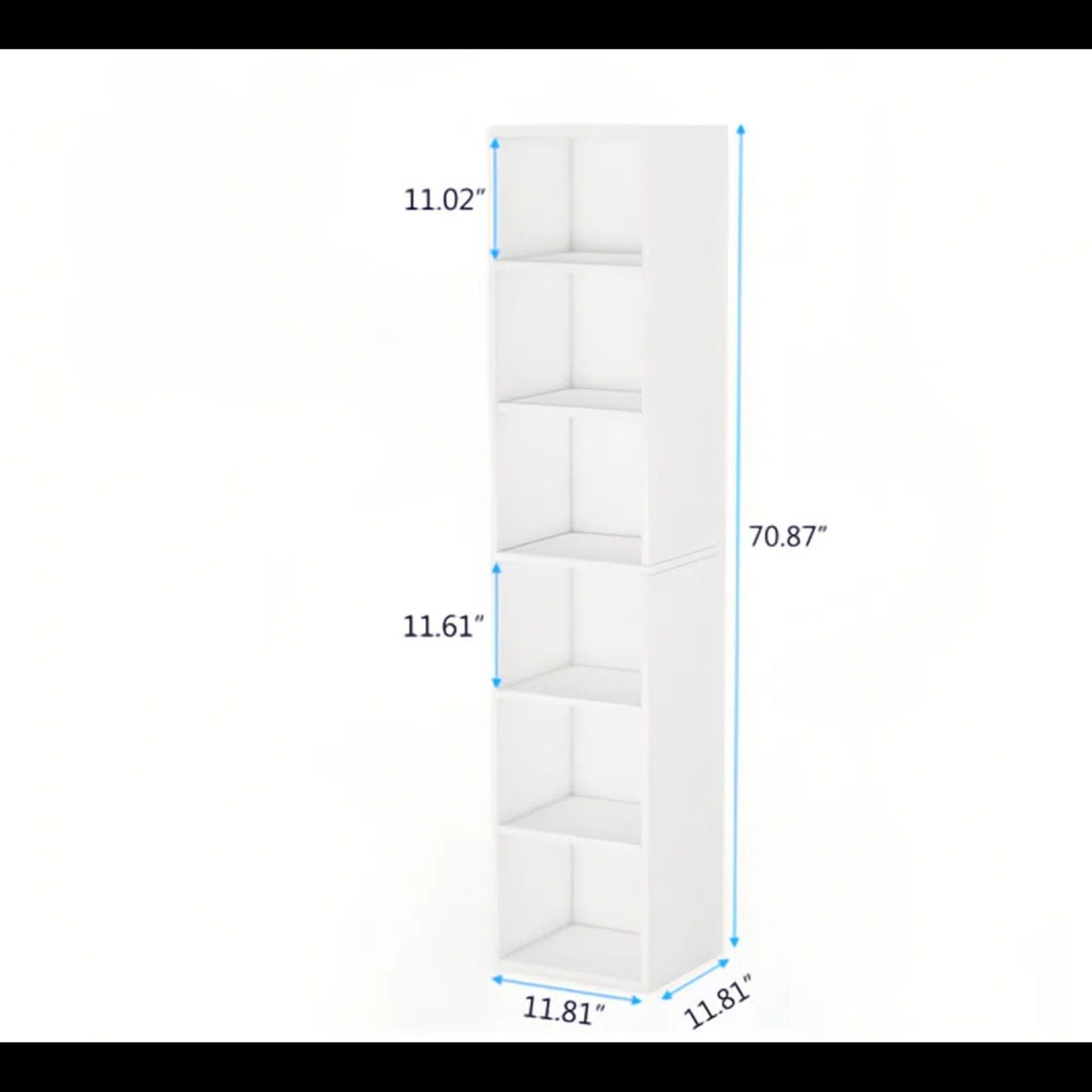 6 Tier Narrow Corner Cube Bookcase Storage, Freestanding Shelf With Open Cubes For Living Room