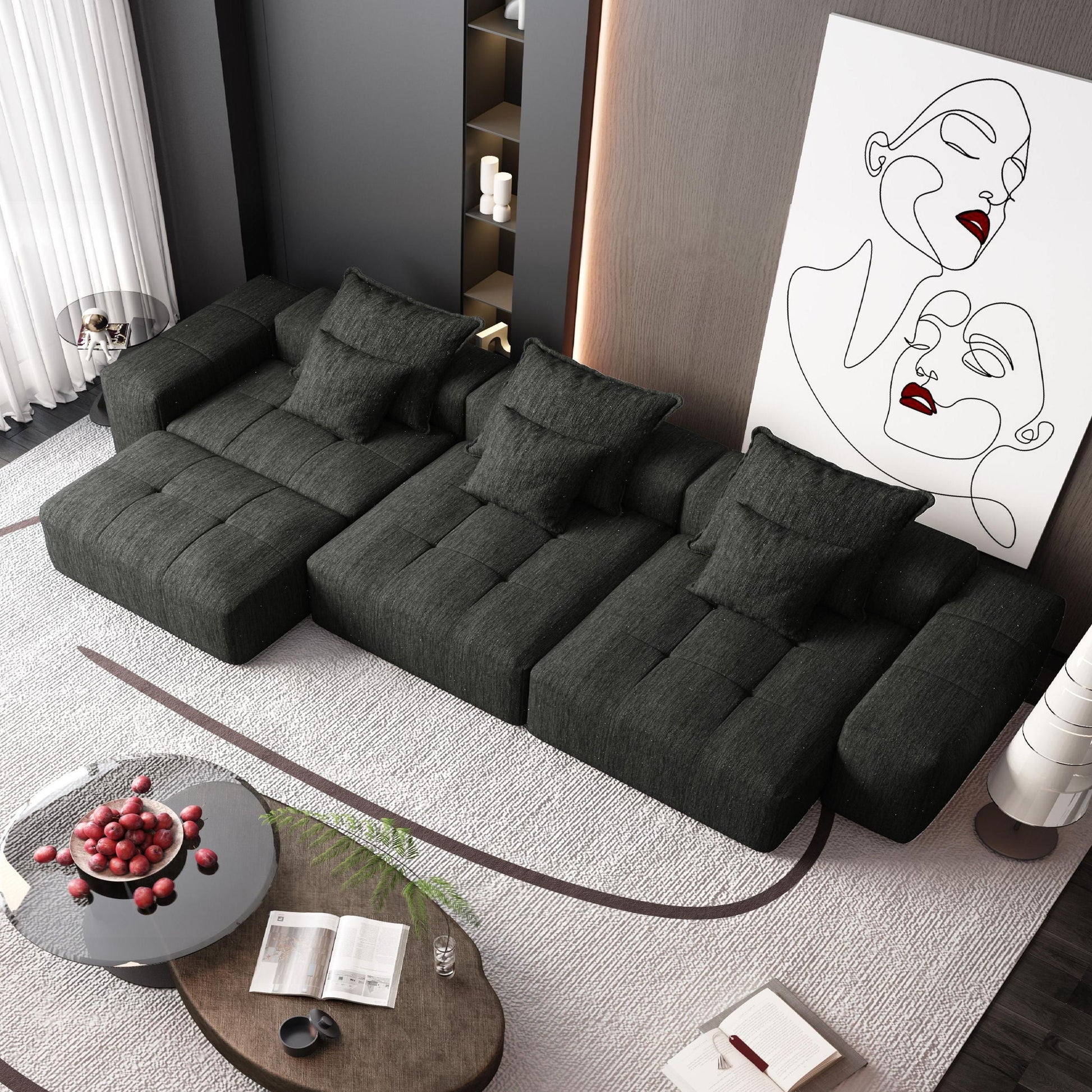 Modern Oversized Diy Combination Modular Sectional Sofa With Pillows