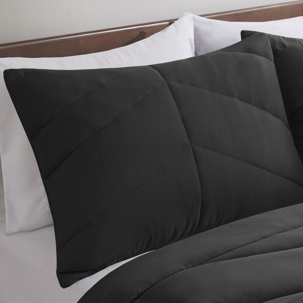 Remy - Quilted Chevron Twin Comforter Set - Black