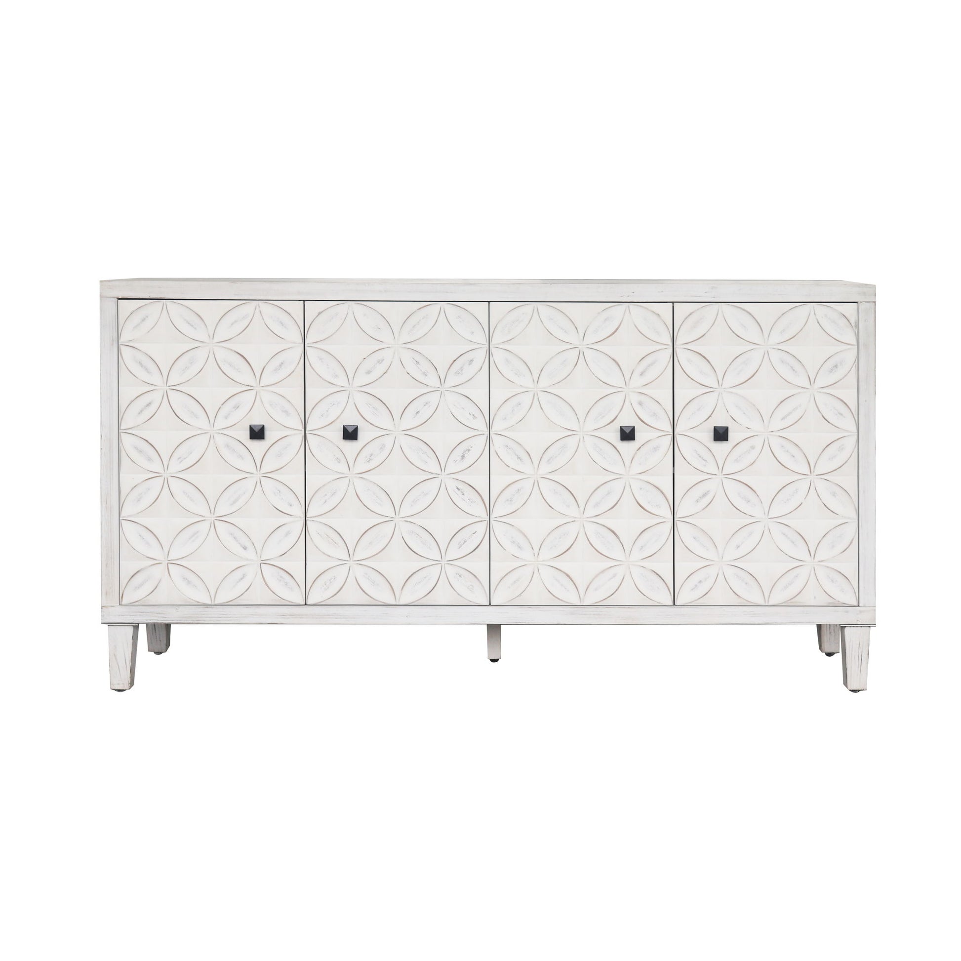 Accent Cabinet 4 Door Wooden Cabinet Sideboard Buffet Server Cabinet Storage Cabinet, For Living Room, Entryway, Hallway, Office, Kitchen And Dining Room - White Wash