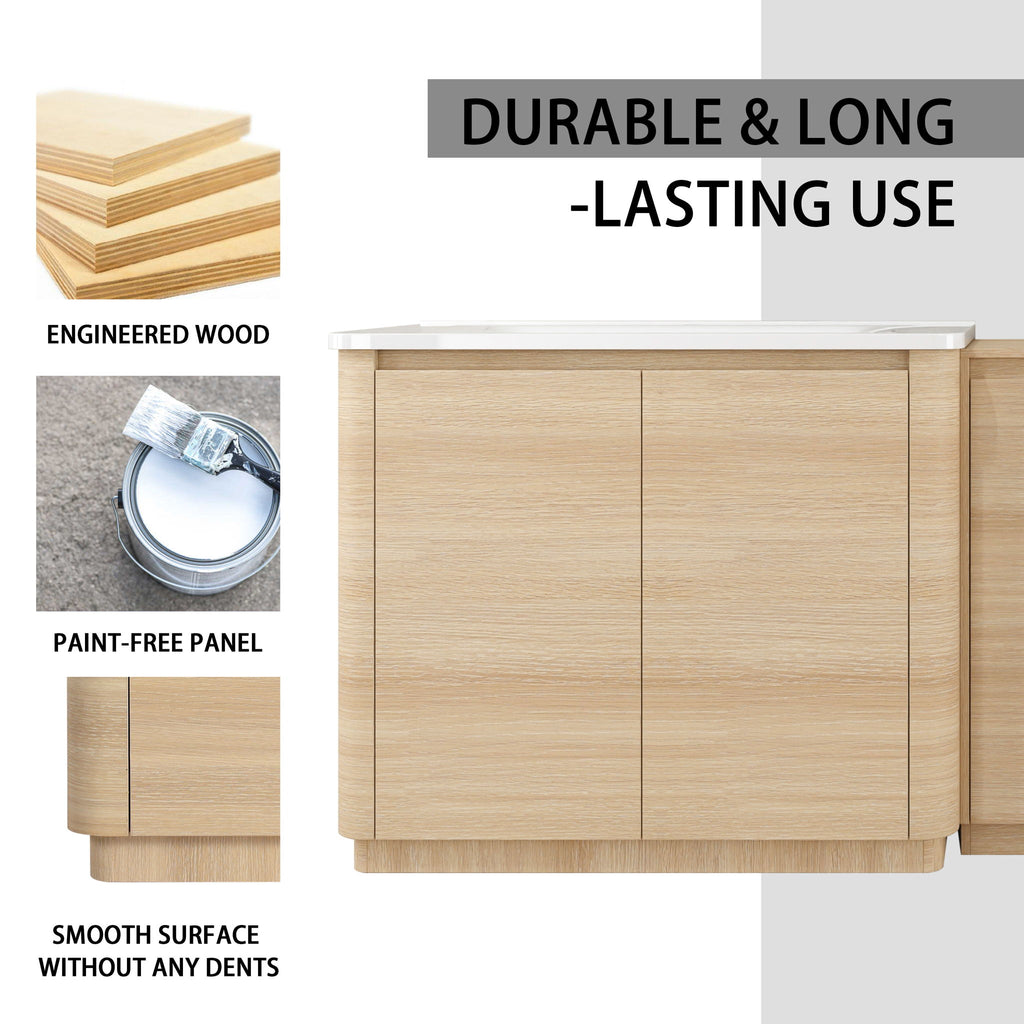 Soft Close Door Freestanding Bathroom Vanity With Sink, 1 Small Storage Cabinet