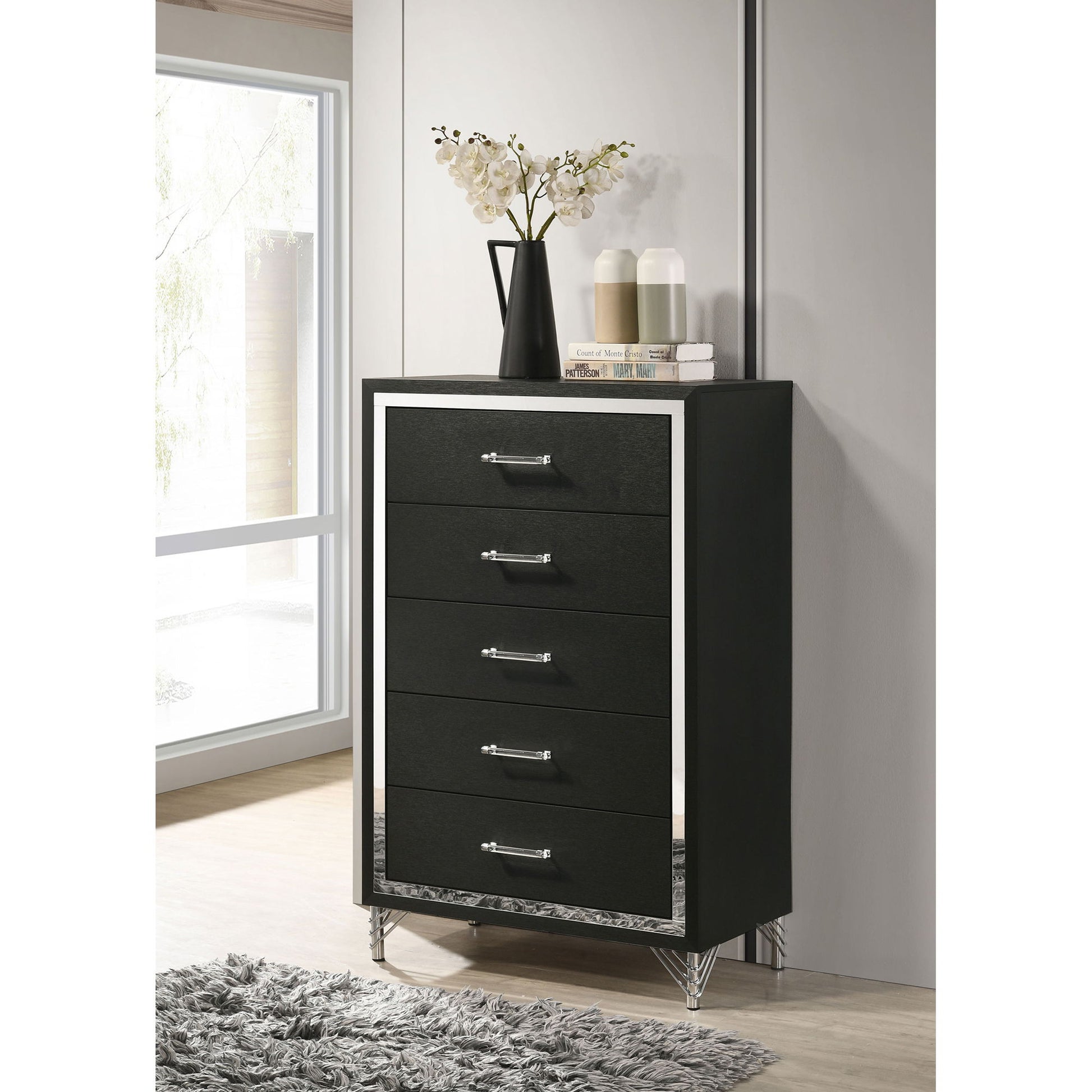 Malcolm - 5 Drawer Bedroom Chest - Black