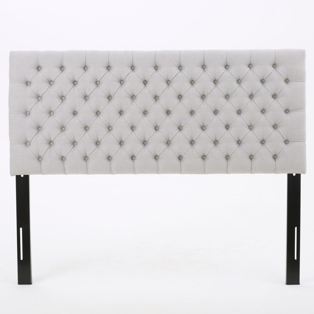 Queen Size Headboard With Button Tufting - Light Gray