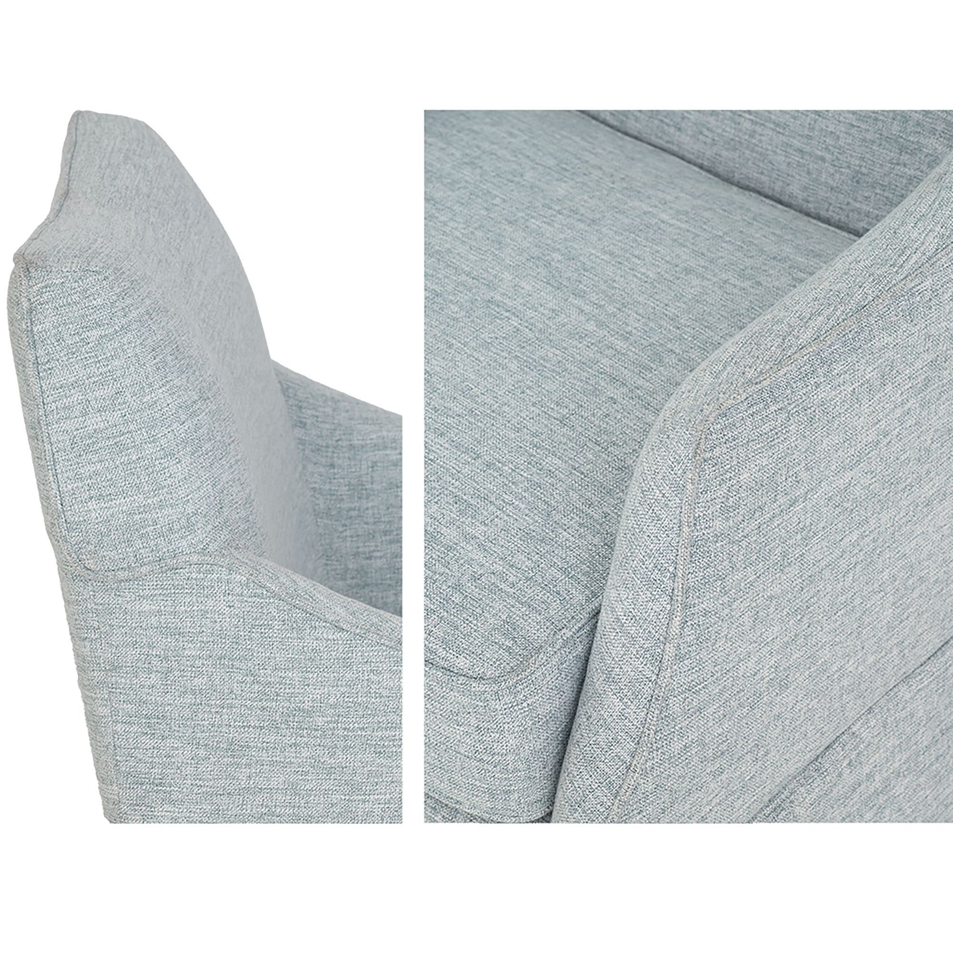 London - Upholstered Skirted Dining Arm Chair With Hidden Casters - Light Blue