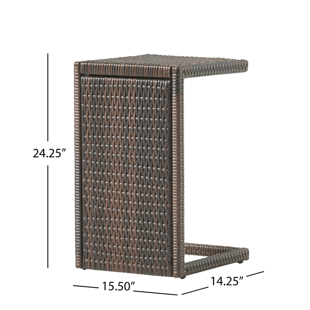 Bucharest - End Table C Shaped Side Table Rattan - Brown