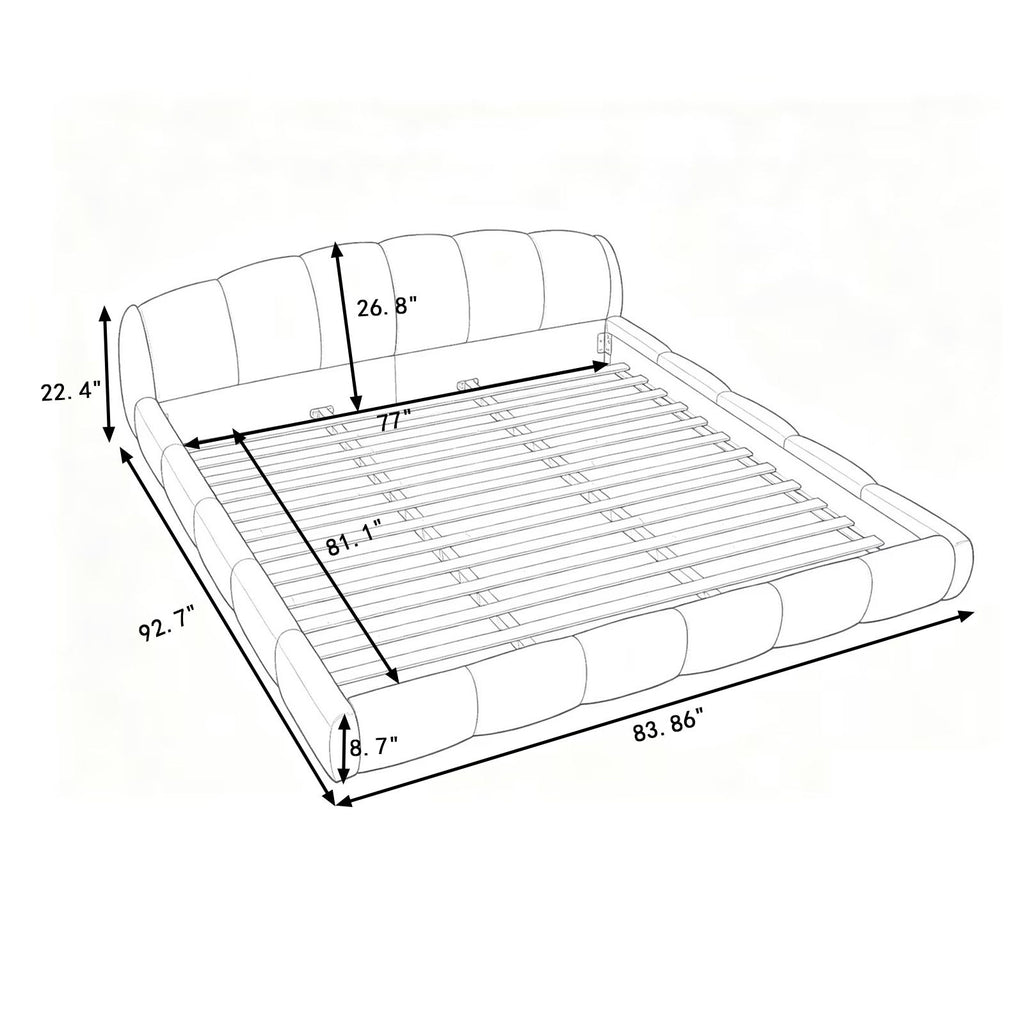 Upholstered Platform Bed Frame, Low Profile Floor Bed, No Box Spring Required