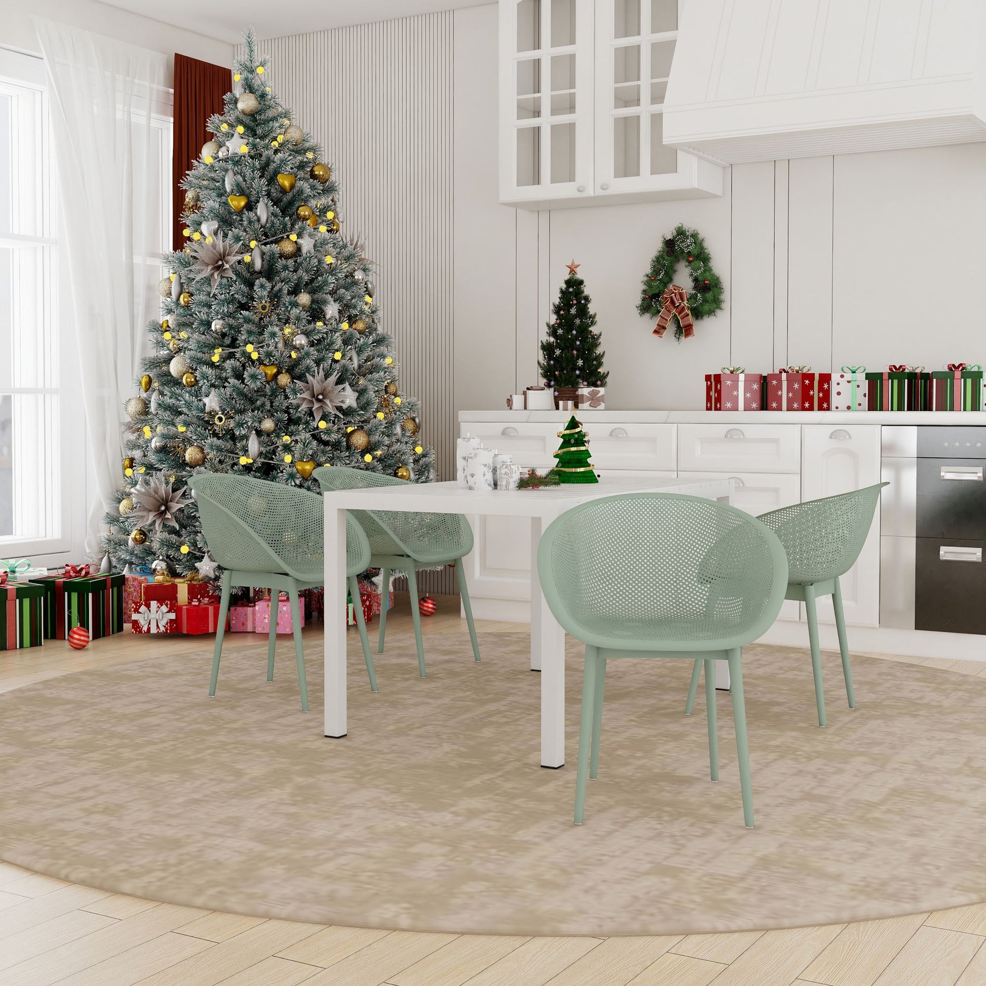 4 Pack Lounge Chair Set With Long Table