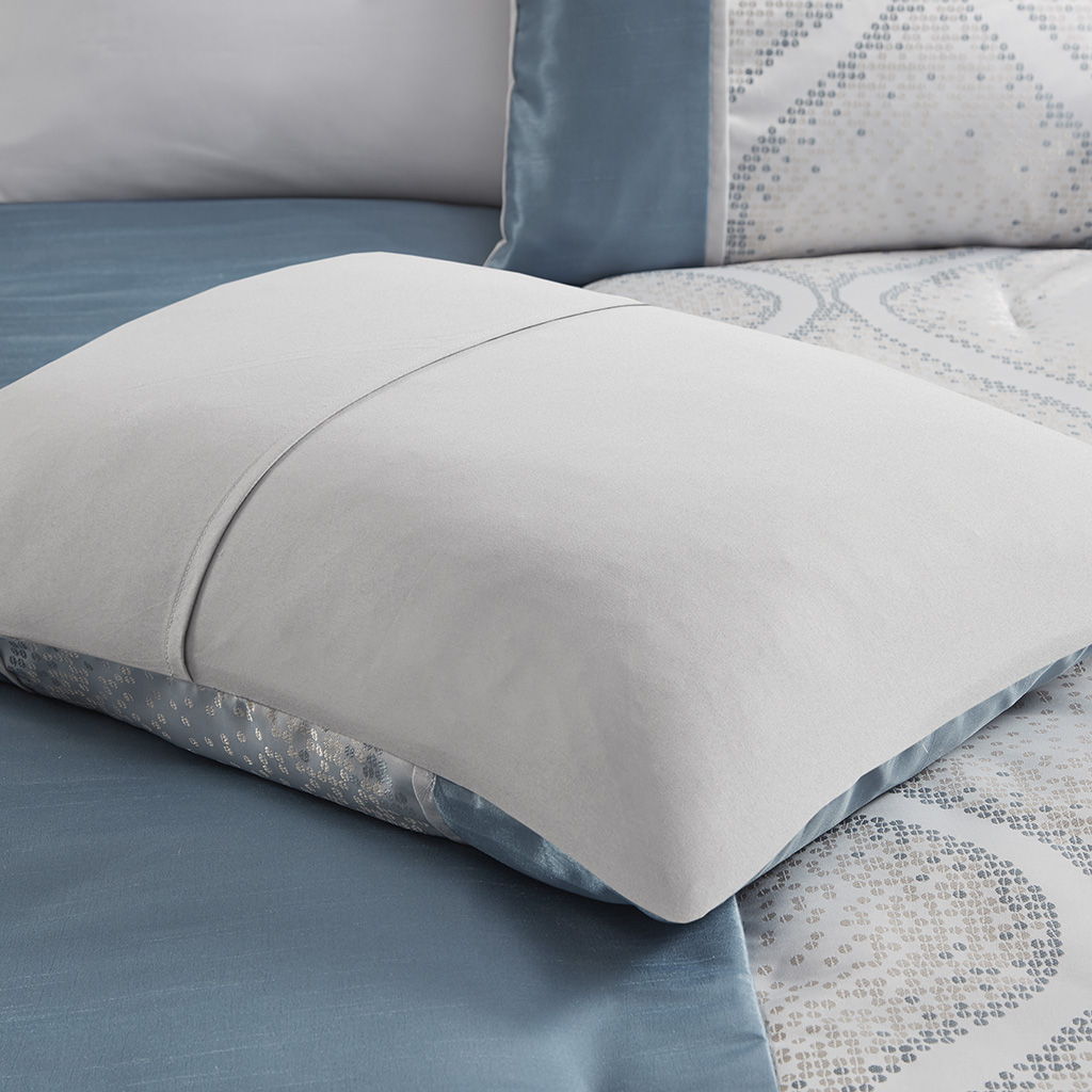 Lori - 6 Piece Jacquard Comforter Set With Throw Pillows - Teal
