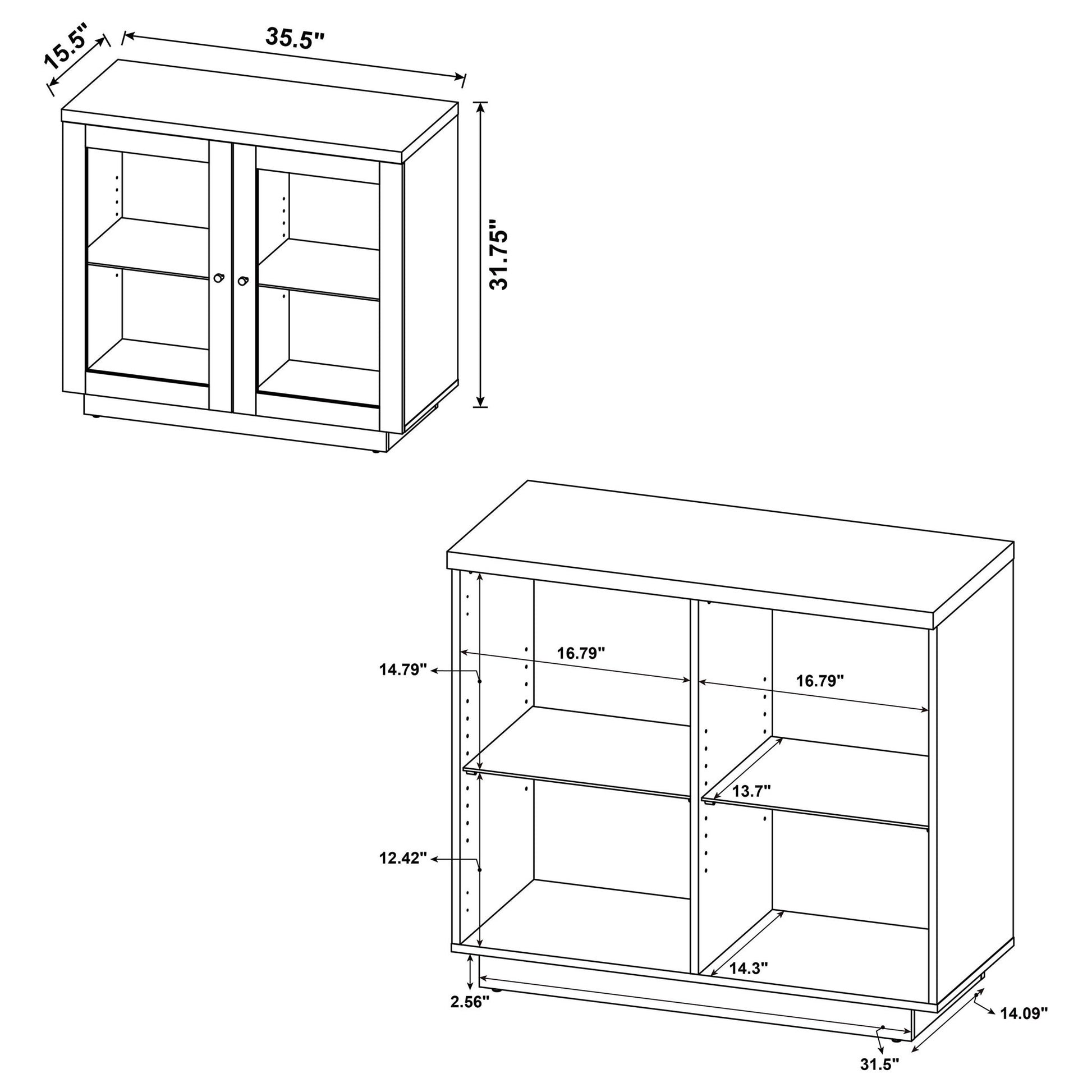 Metro - 2 Door Display Cabinet With Adjustable Shelves - Light Oak