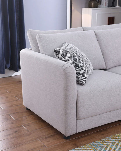 Penelope - Linen Fabric Reversible L-Shape Sectional Sofa With Pillows - Light Gray