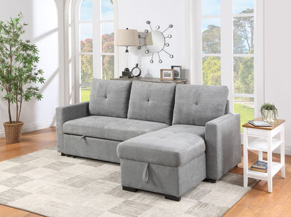 Serenity - Fabric Reversible Sleeper Sectional Sofa With Storage Chaise - Gray