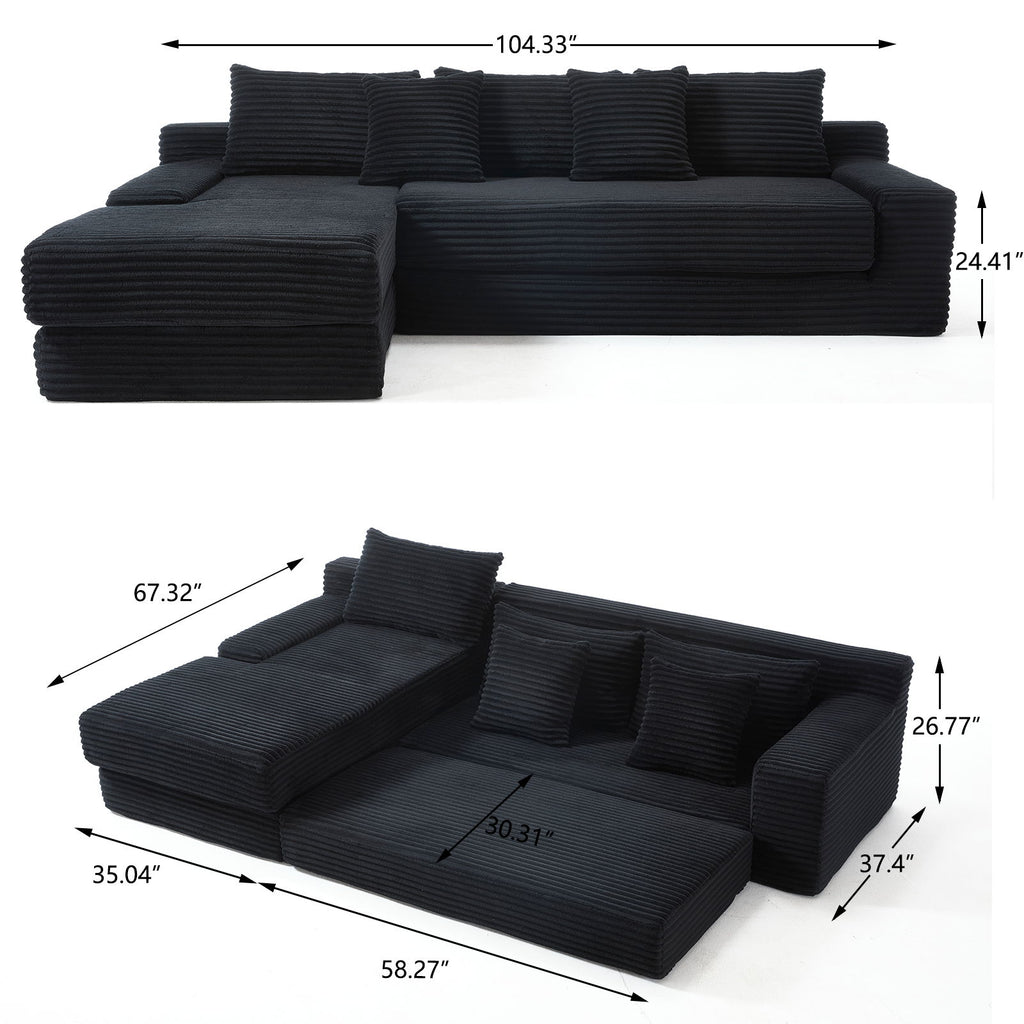 Modern L - Shaped Sectional Couch With Memory Foam
