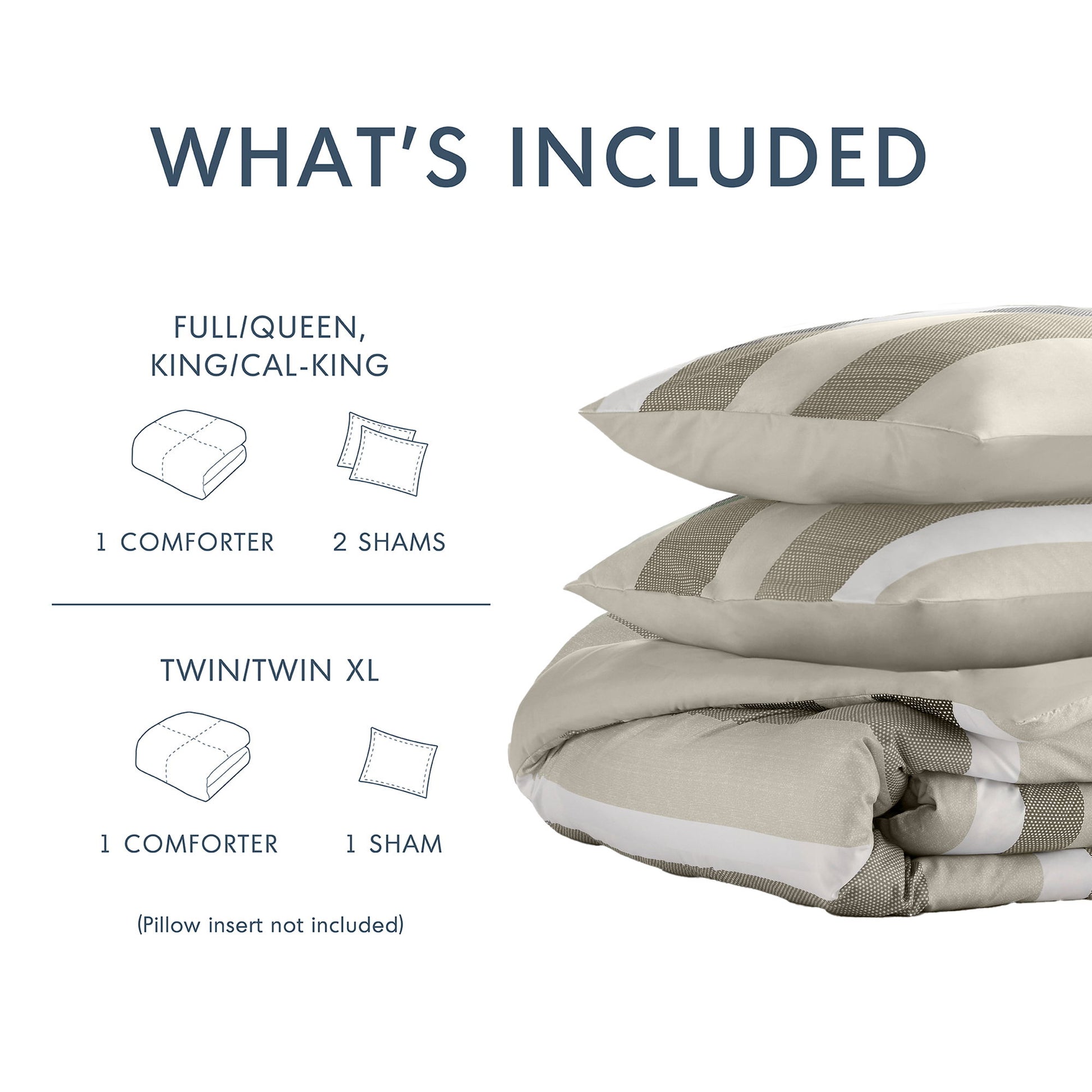 Blais - King Stripe Textured Print Comforter Set - Neutral