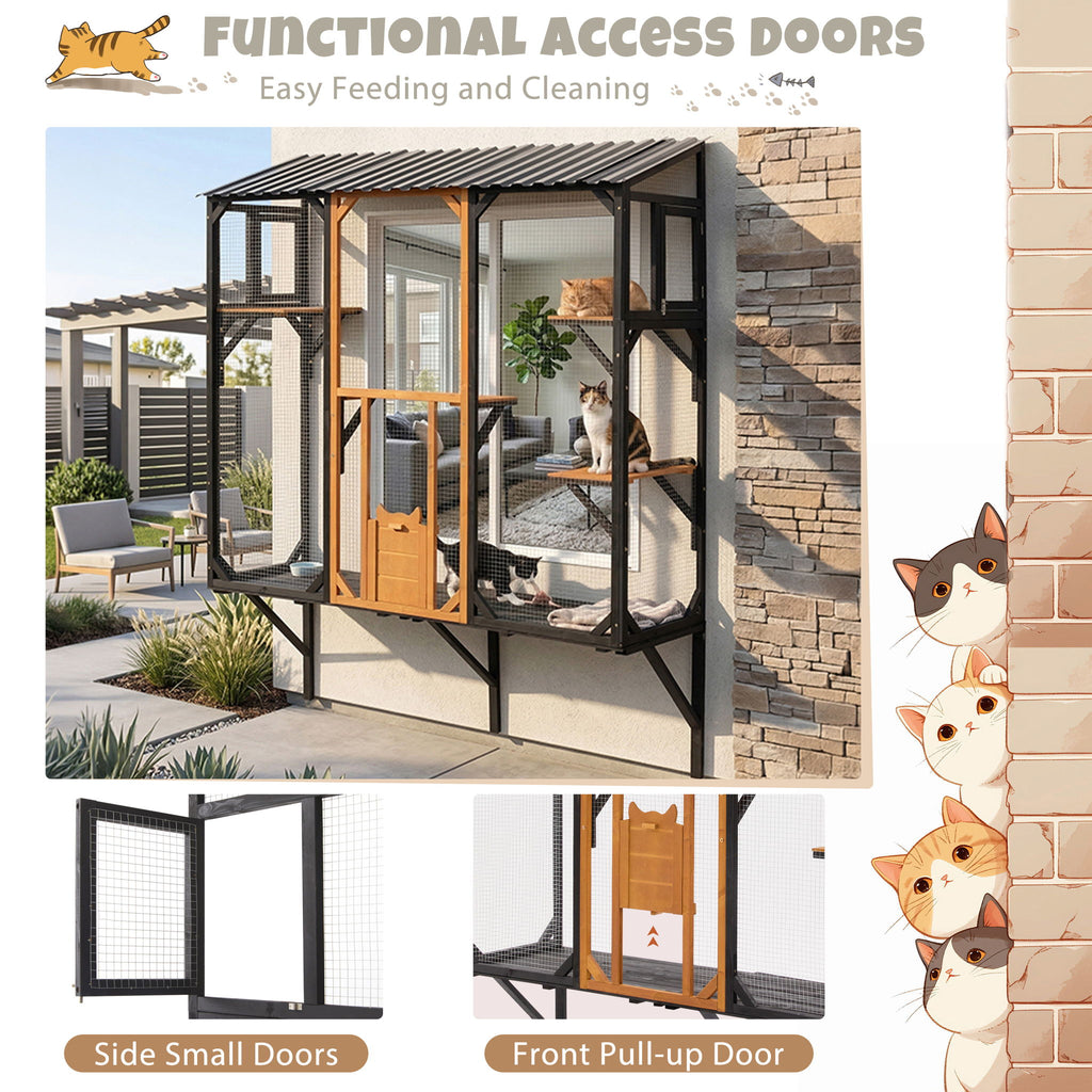 Outdoor Cat Catio With Platforms