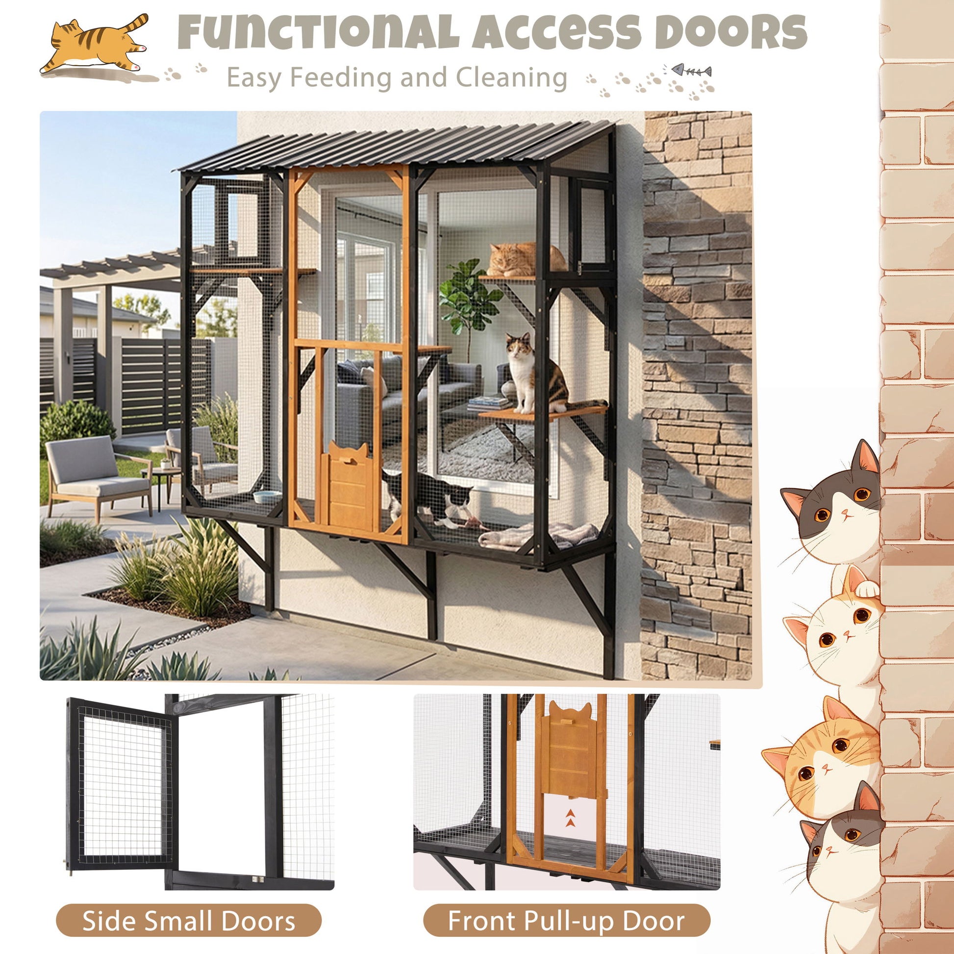 Outdoor Cat Catio With Platforms