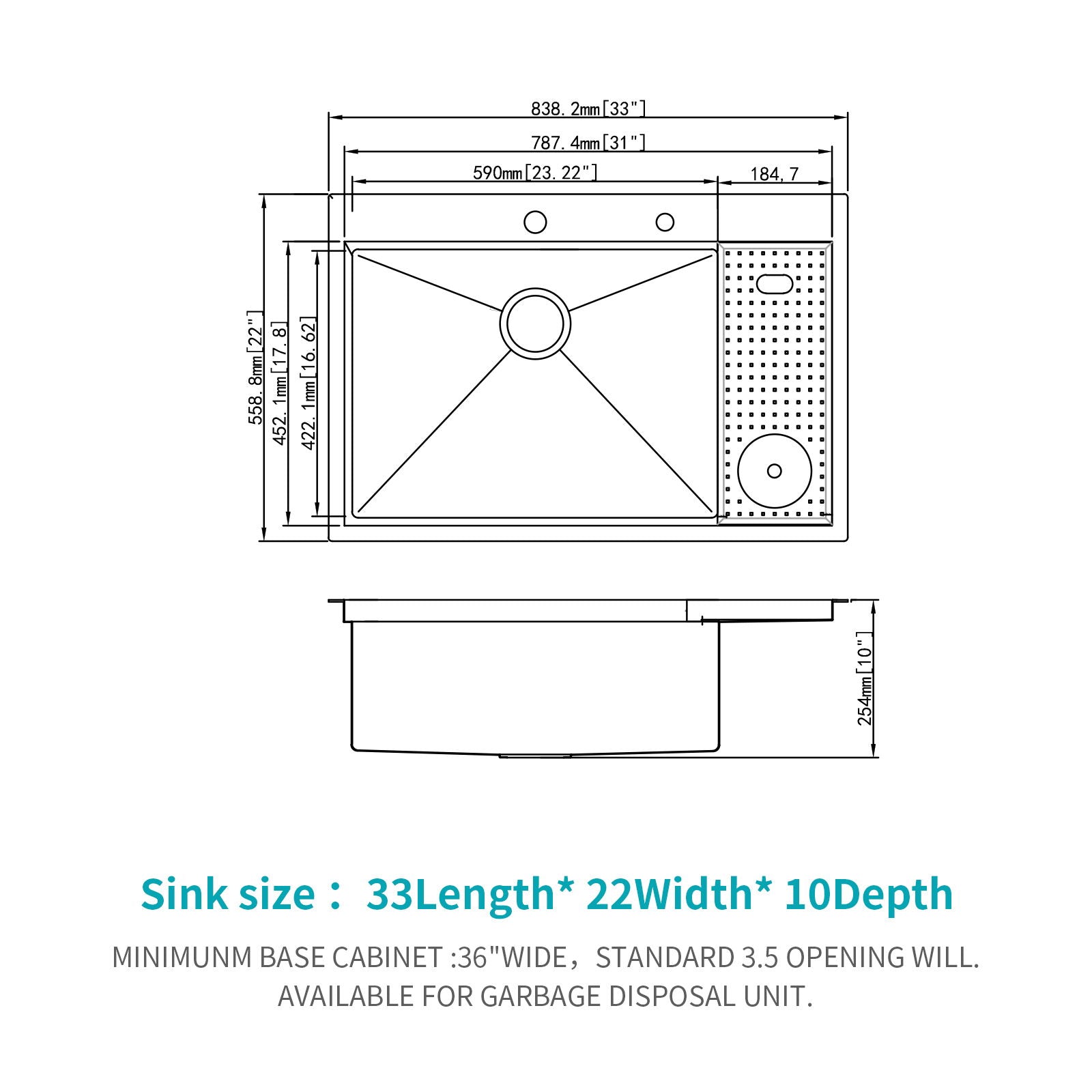 Single Bowl Workstation Kitchen Sink With Cup Washer 16 Gauge Stainless Steel - Black / Gray