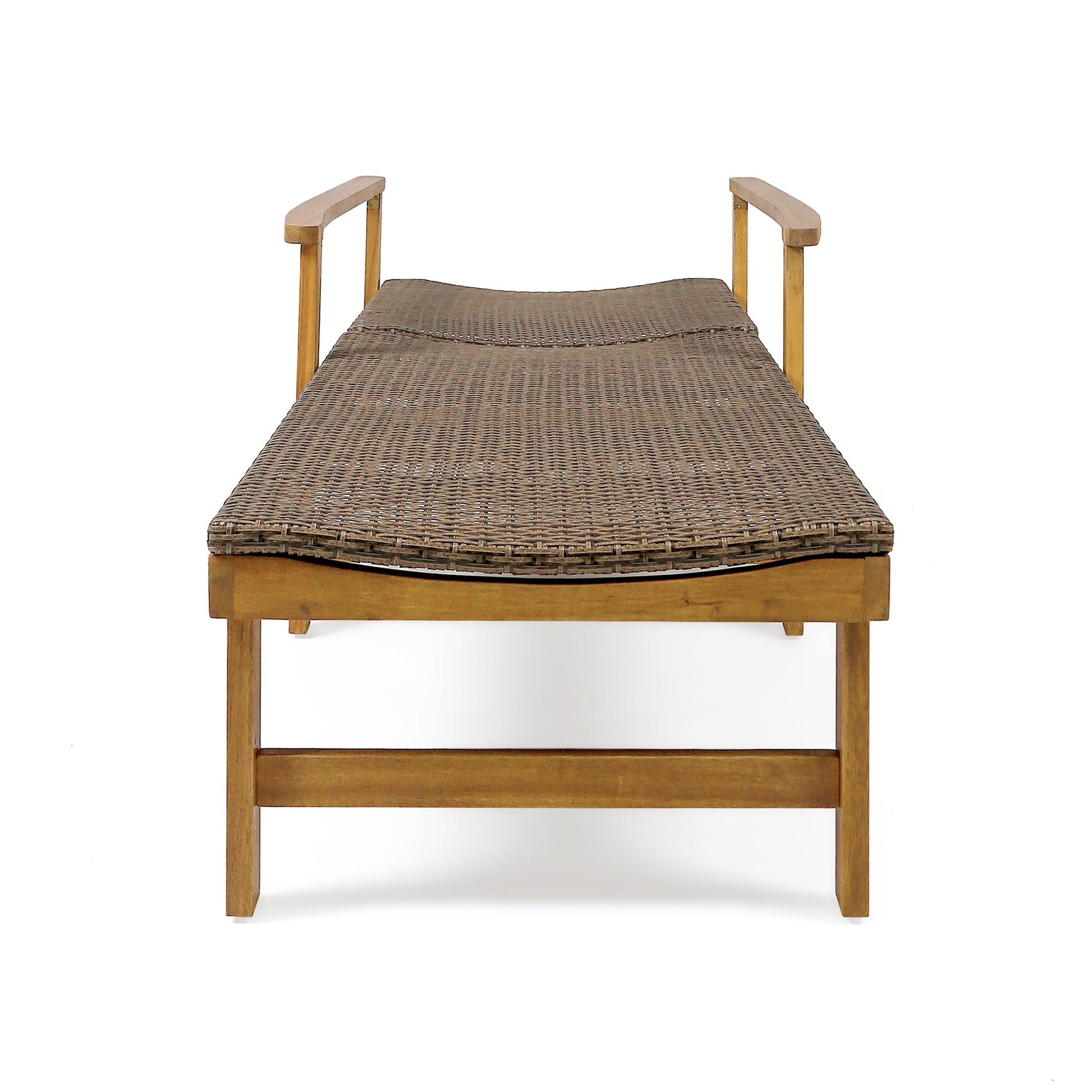 Hampton - Style Wood And Wicker Chaise Lounge With Adjustable Features And Natural - Natural
