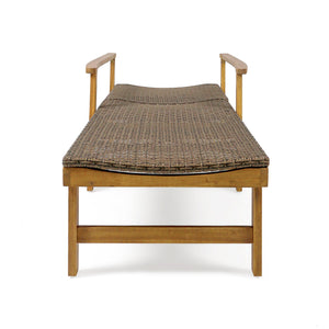 Hampton - Style Wood And Wicker Chaise Lounge With Adjustable Features And Natural - Natural
