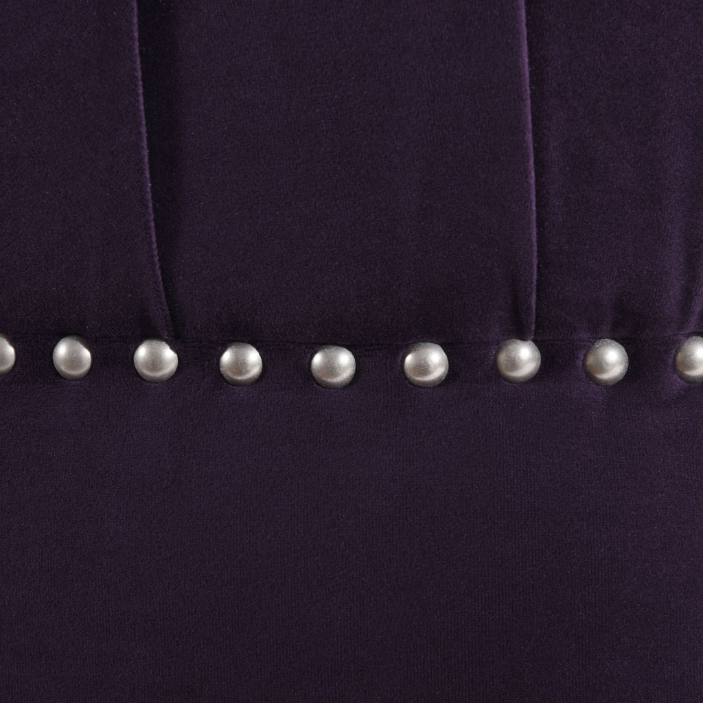 Dawn - Tufted Round Ottoman Nailhead Accents - Purple