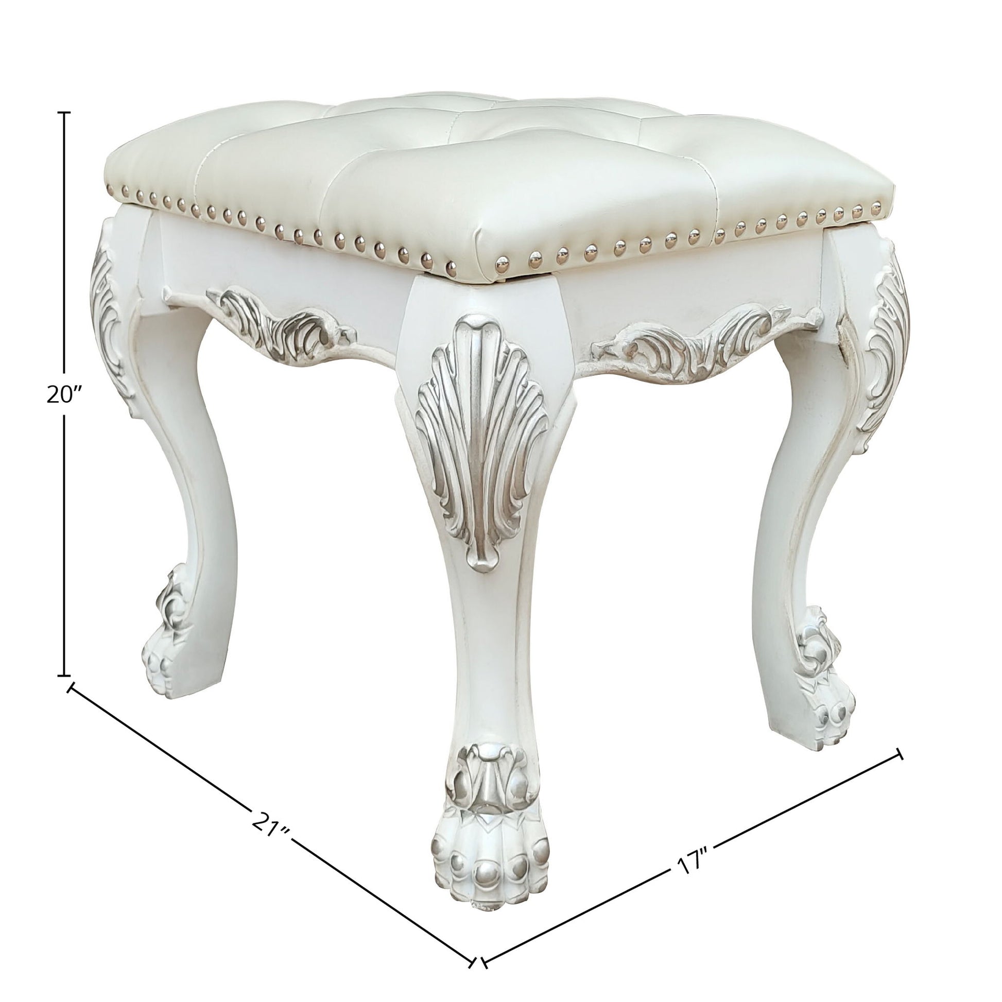 Dresden II - Vanity Stool - Bone White