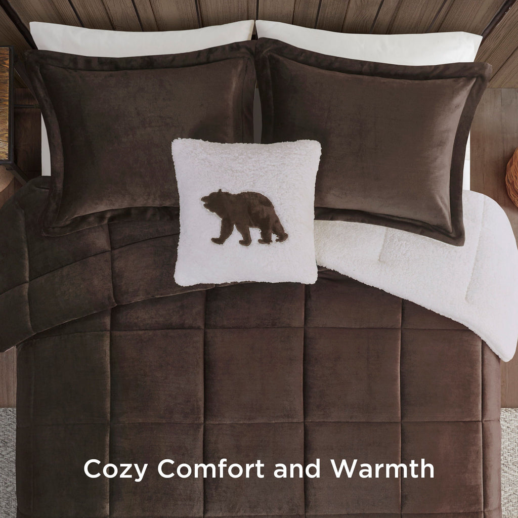 Alton - Down Alternative Comforter Set - Brown / Ivory