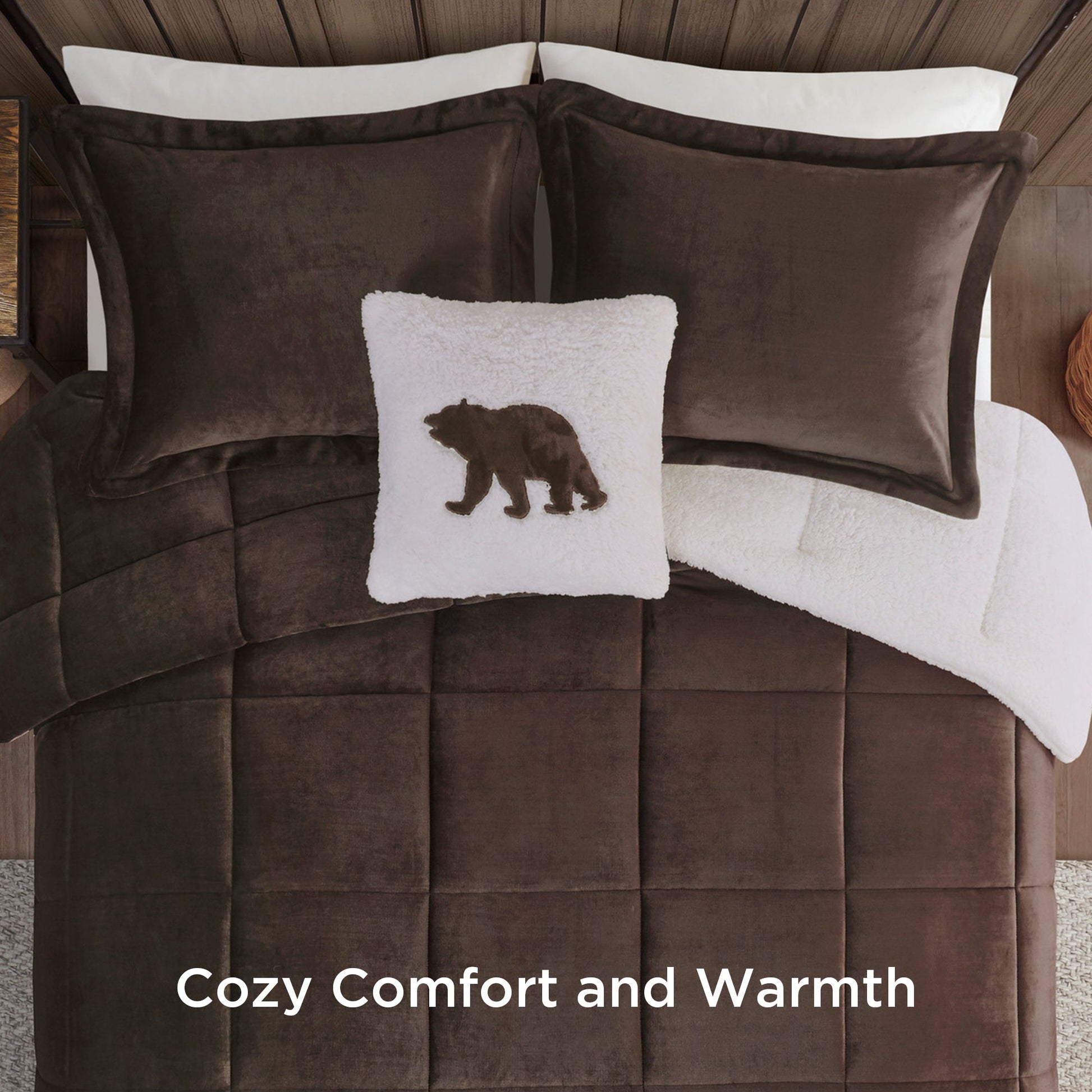 Alton - King Down Alternative Comforter Set - Brown / Ivory
