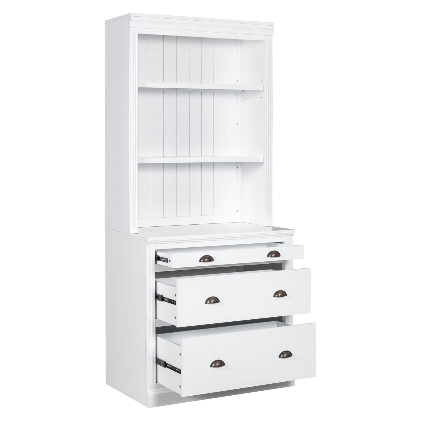 Gewnee - American Bookshelf With Drawer And Open Shelves