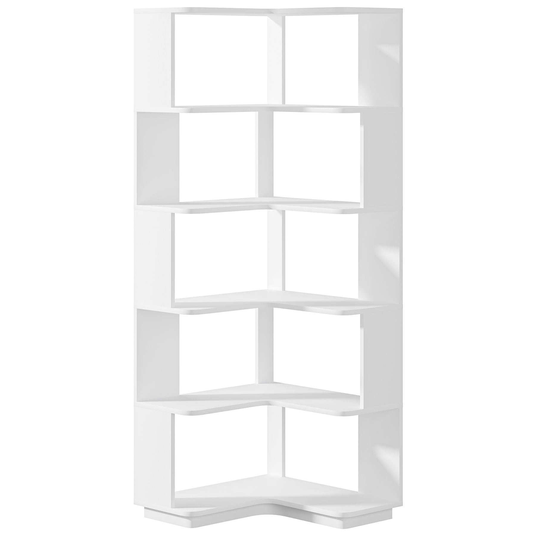 6 Tier Corner Bookshelf, L-Shaped Freestanding Shelf With Anti Drop Panels