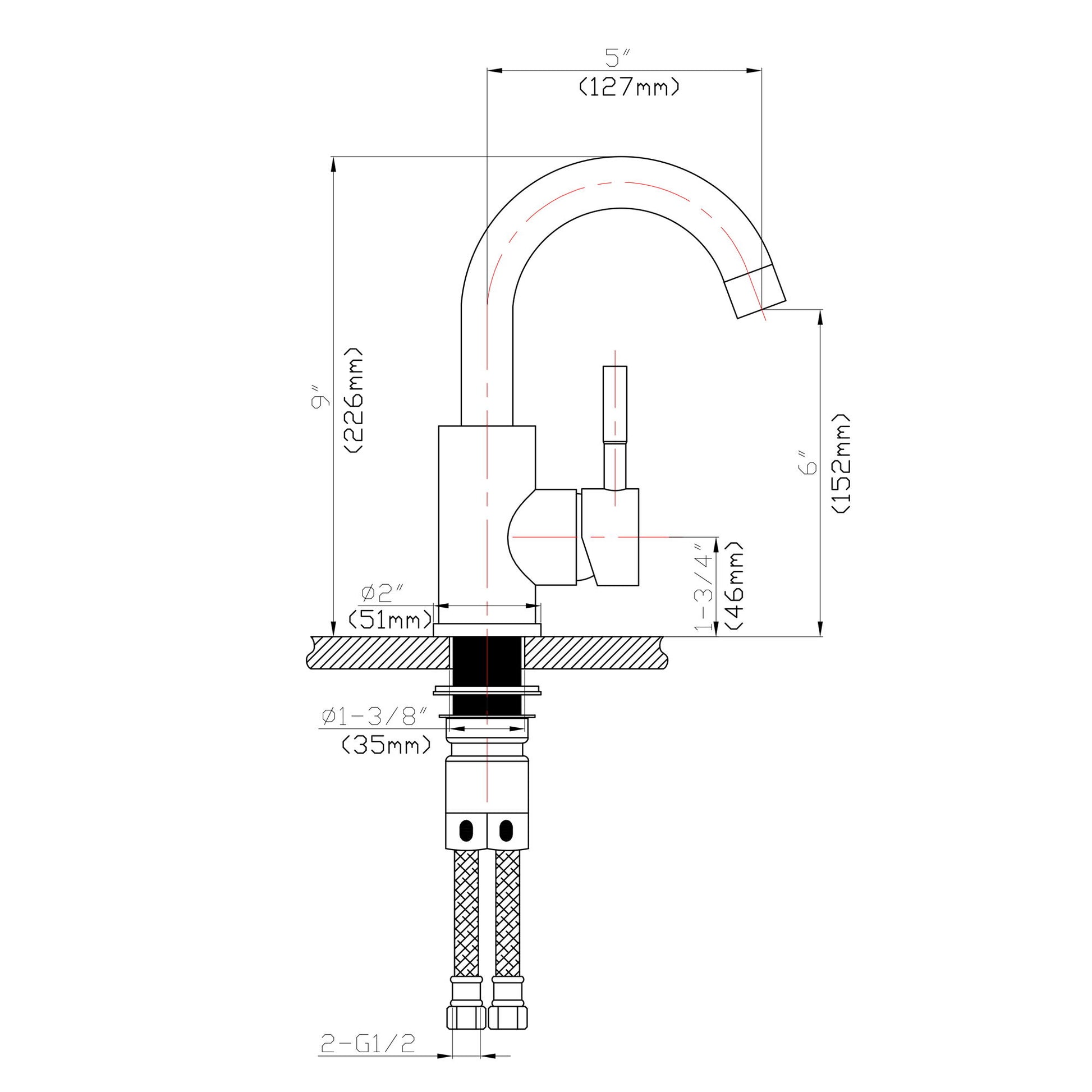 Modern Bathroom Faucet Single Hole Single Handle