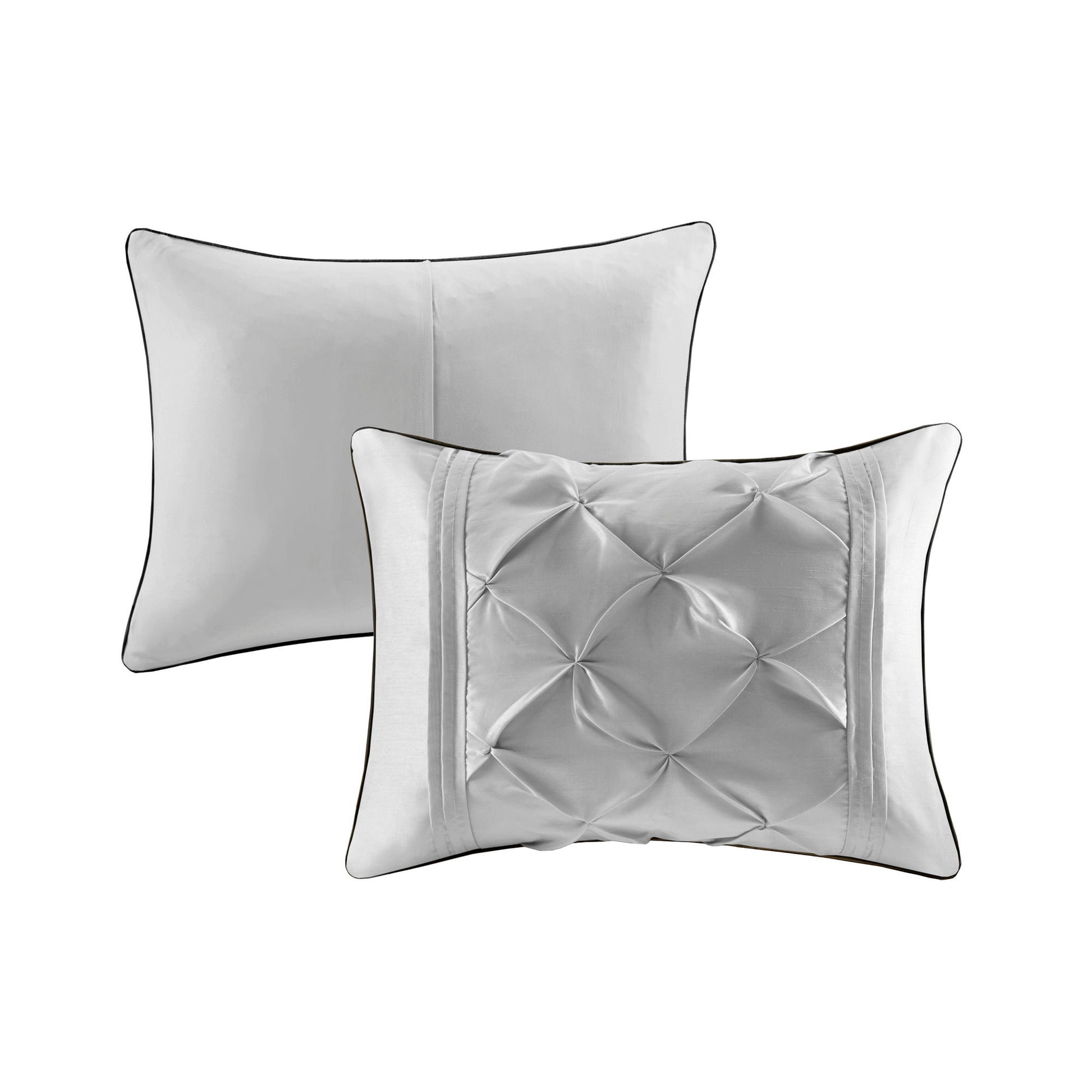 Laurel - Pieced Pleated 7 Piece Tufted Comforter Set - Gray