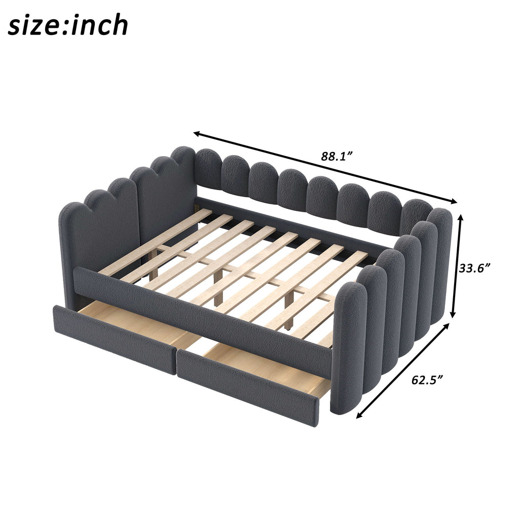 Upholstered Daybed With Curved Ribbed Panel Design