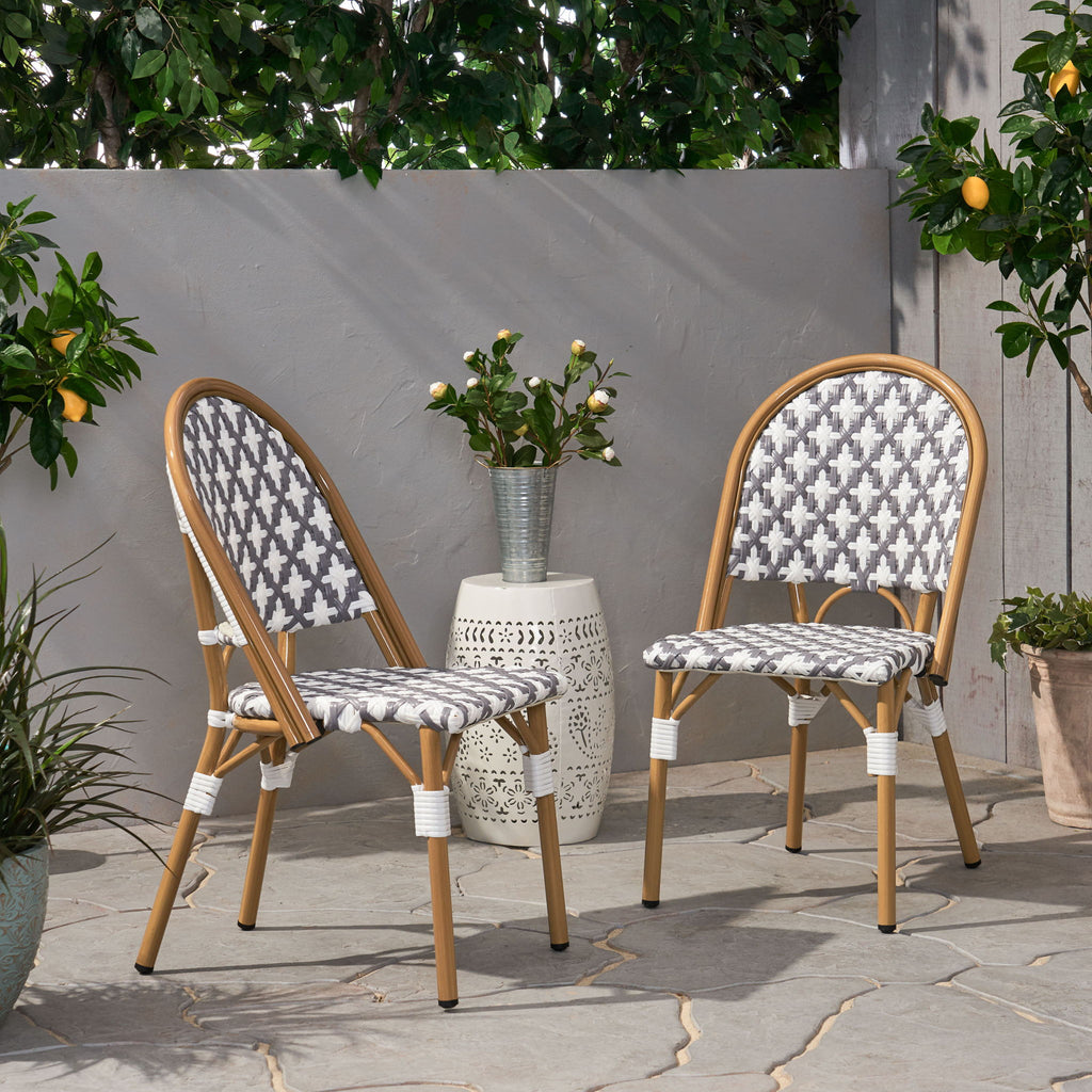 Chic French Bistro Chair With Durable Rattan And Aluminum Frame